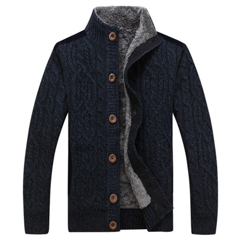 Bellivaro | Herre Strikket Cardigan med Plysfor | Klassisk Vinterkomfort