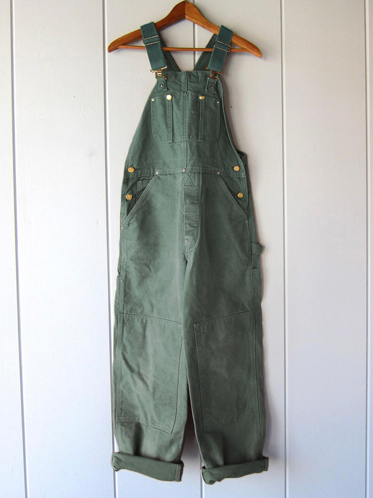 NOUVEAU RICHE Vintage Duck Latzhose Aus Strapazierfähigem Canvas Für Herren Mit Verstellbaren Trägern Und Praktischen Taschen Grün