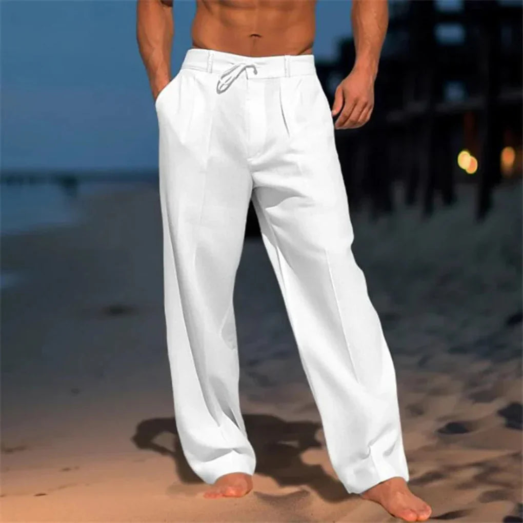Eleganti pantaloni estivi in lino per uomo