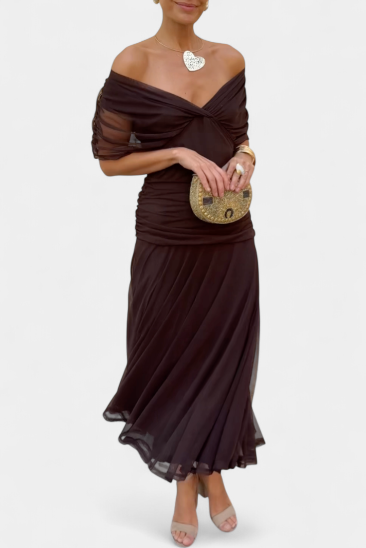 Kvinders Bryllupsgæst Elegant Off-Shoulder Aftenkjole