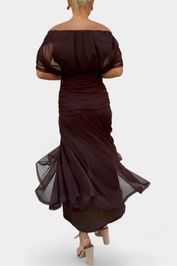 Kvinders Bryllupsgæst Elegant Off-Shoulder Aftenkjole