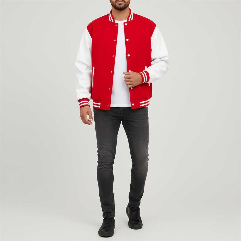 Chaqueta bomber varsity para hombre Bellivaro con botones a presión y corte clásico