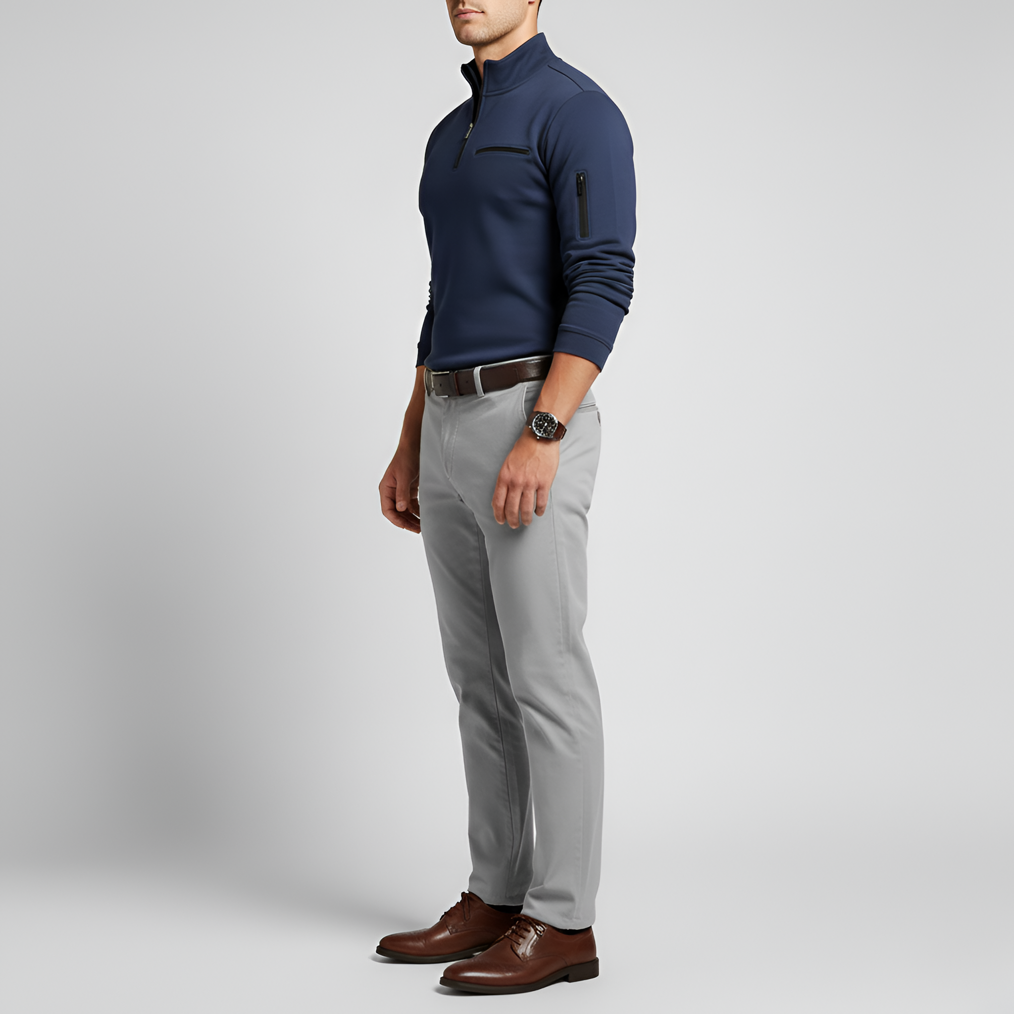 Bellivaro ανδρικό πουλόβερ με μισό φερμουάρ μακρυμάνικο