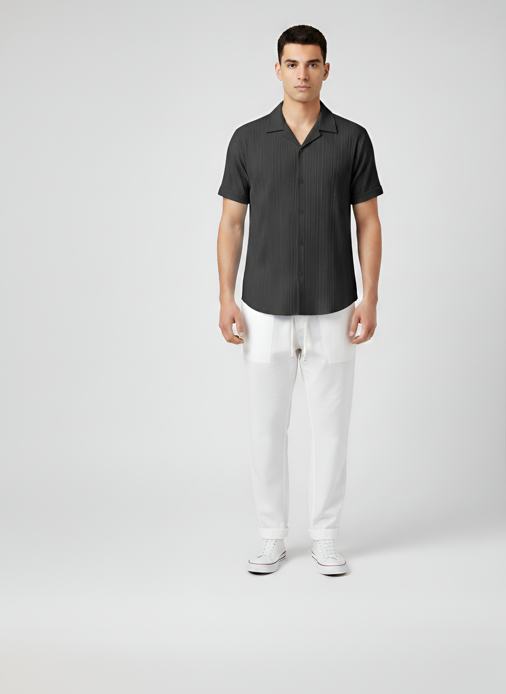 Conjunto de verano para hombre con camisa de manga corta y pantalones de algodón ligero