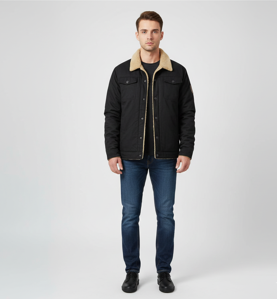 Bellivaro ανδρικό χειμερινό μπουφάν με επένδυση sherpa στο γιακά και ζεστό μείγμα βαμβακιού