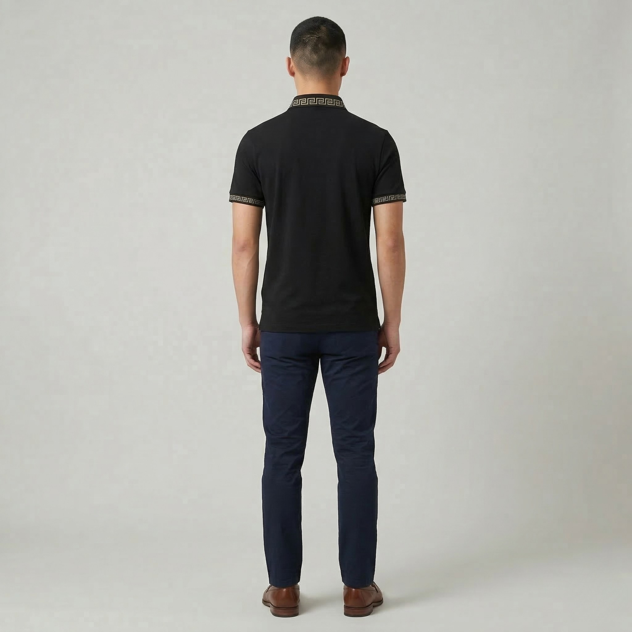 Tricou polo bărbați cu mânecă scurtă din bumbac, cu guler, polo clasic, croială casual