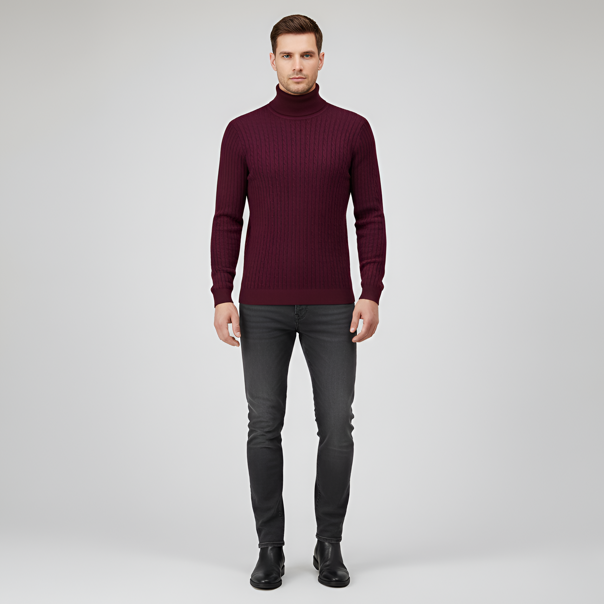 Bellivaro men's turtleneck sweater long-sleeved classic fit