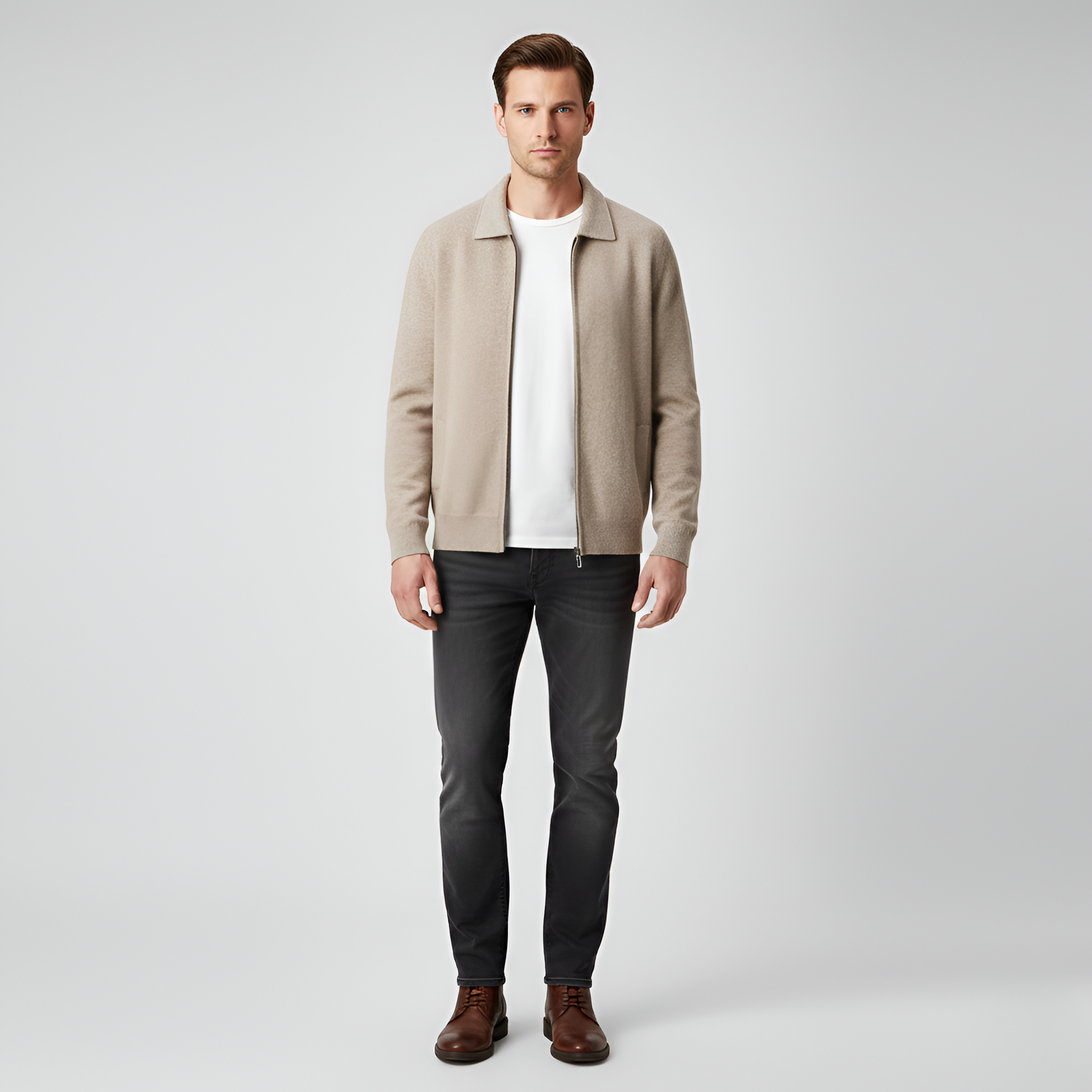 Bellivaro férfi kötött kardigán cipzárral klasszikus szabású