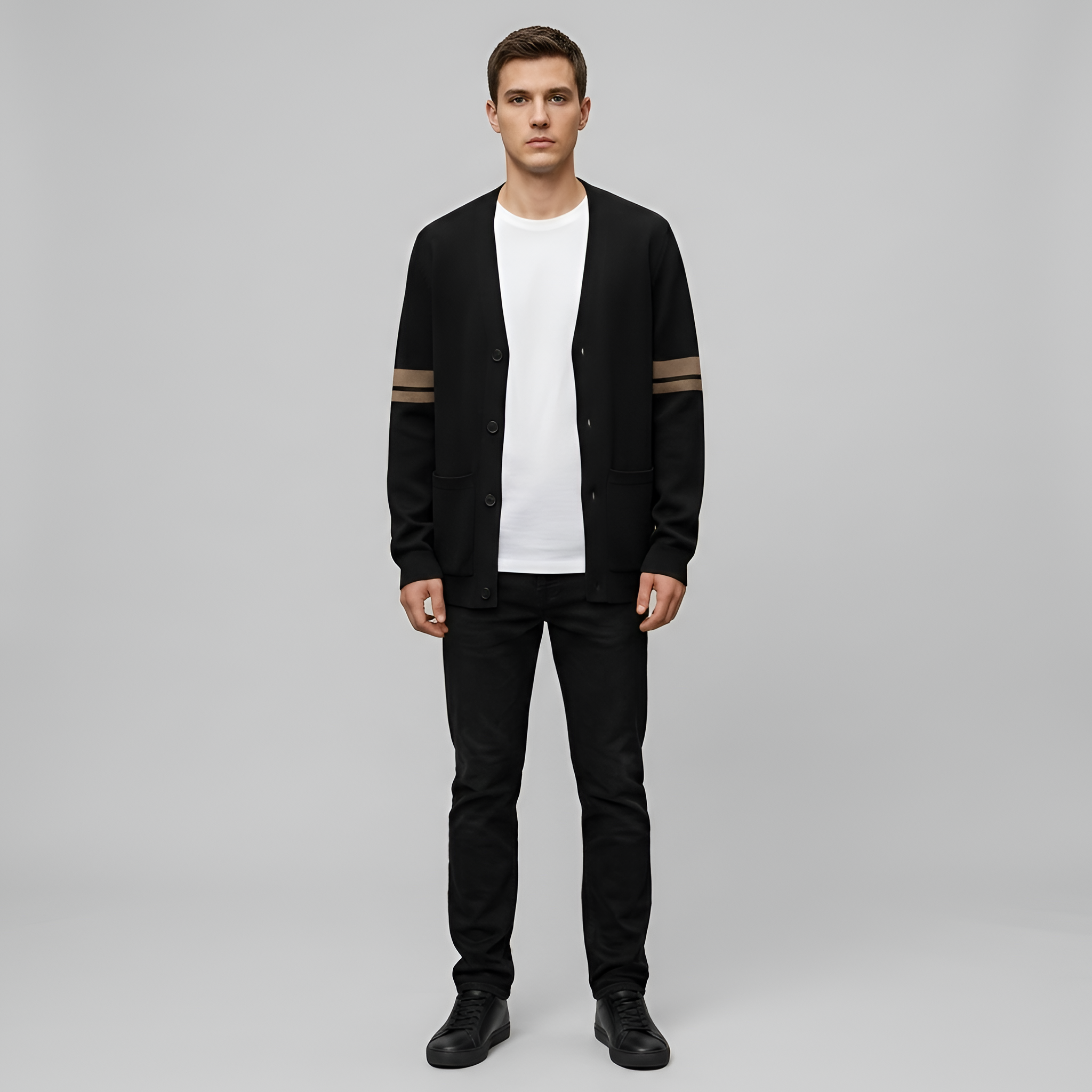 Pánsky kardigán s pruhmi – Elegantná zimná bunda