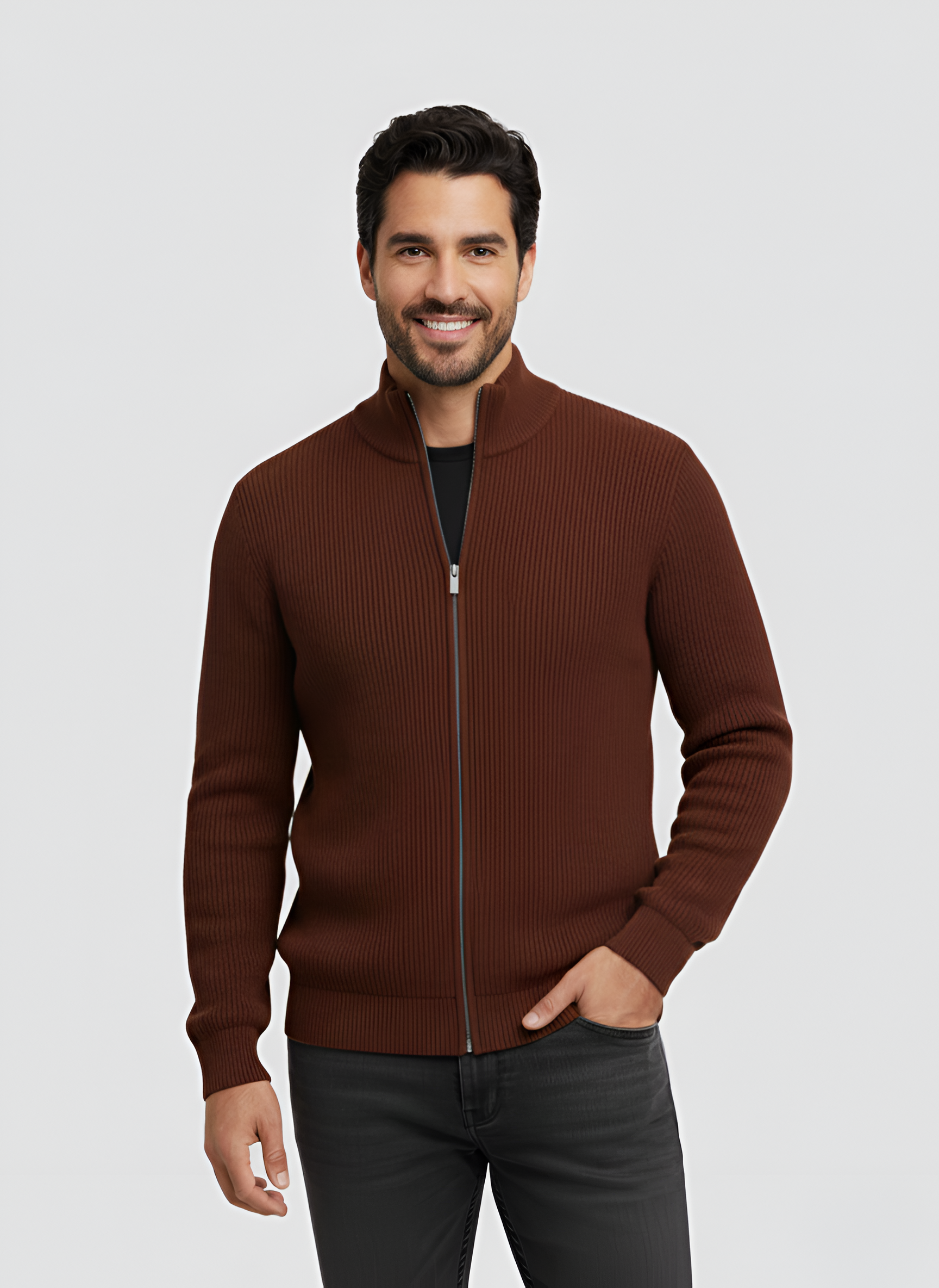 Bellivaro πλεκτή ζακέτα ανδρική με φερμουάρ σε μείγμα μαλλιού