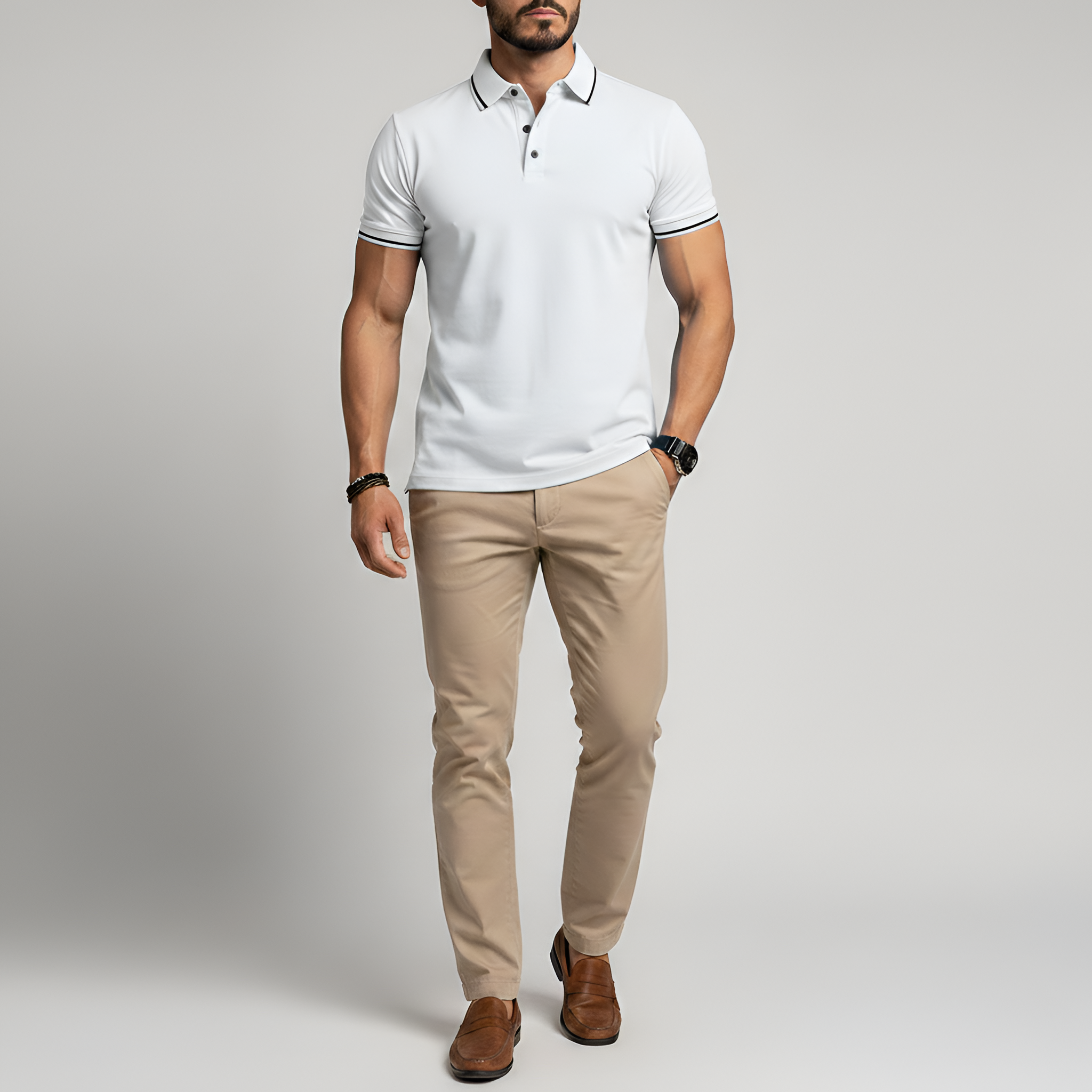 Pánské polo tričko z bavlny – úzký střih krátký rukáv polo košile