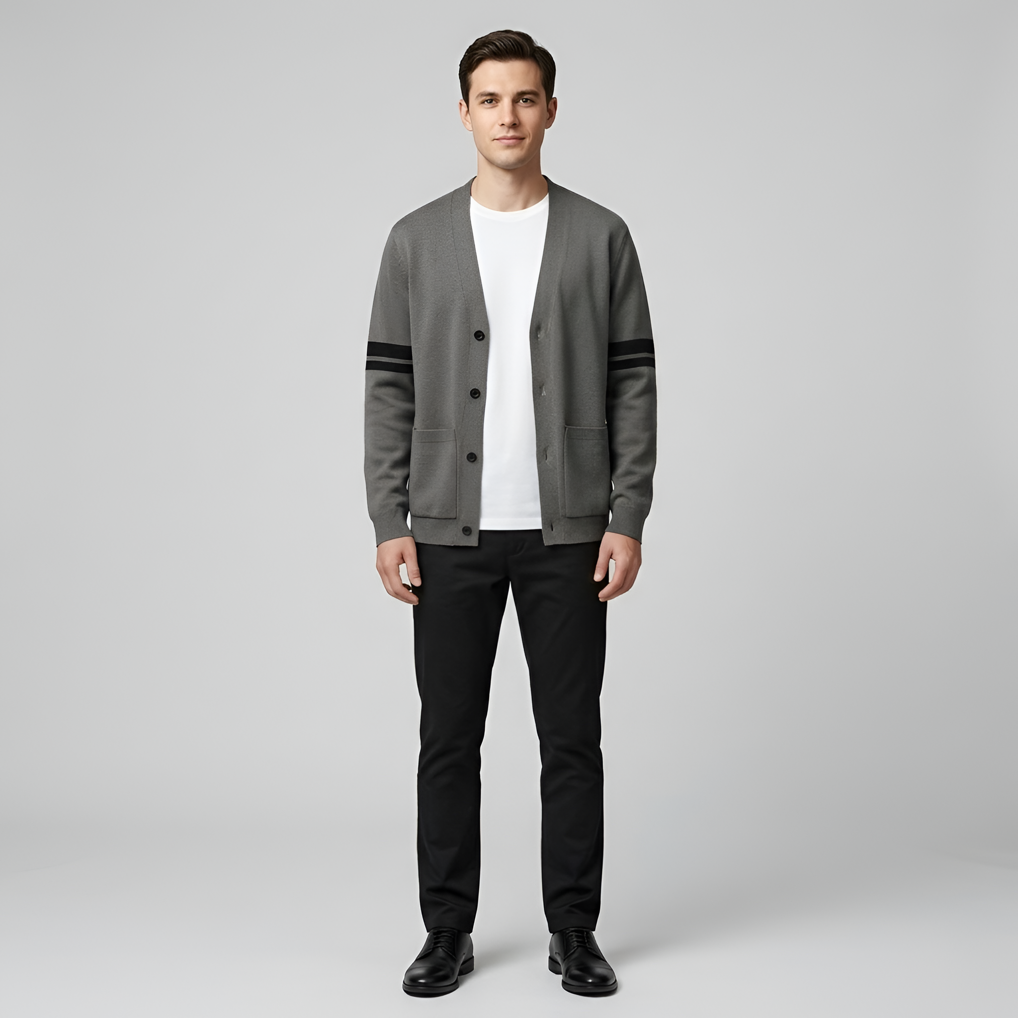 Pánsky kardigán s pruhmi – Elegantná zimná bunda