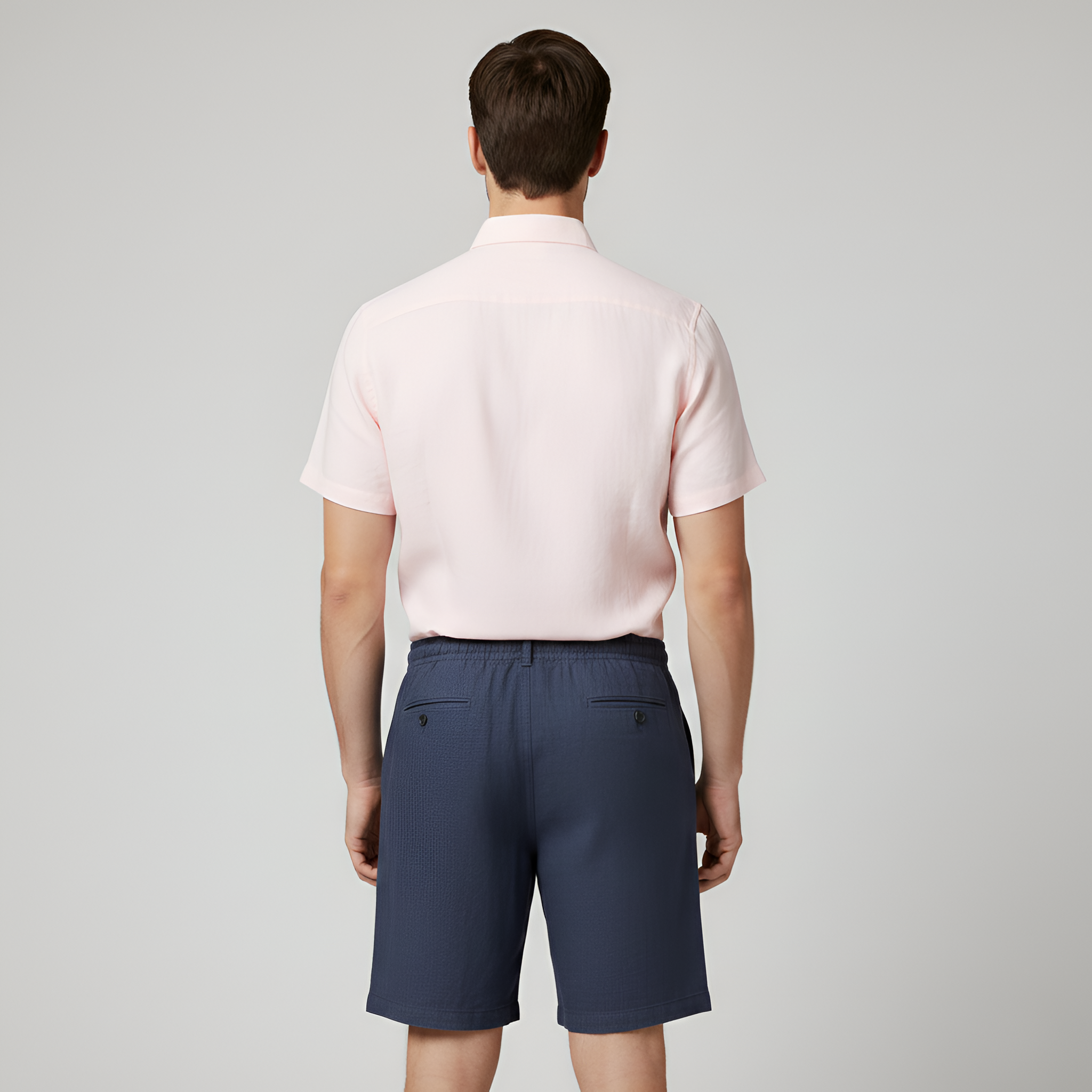 Pantalones cortos de lino para hombre para el verano con cintura elástica y bolsillos