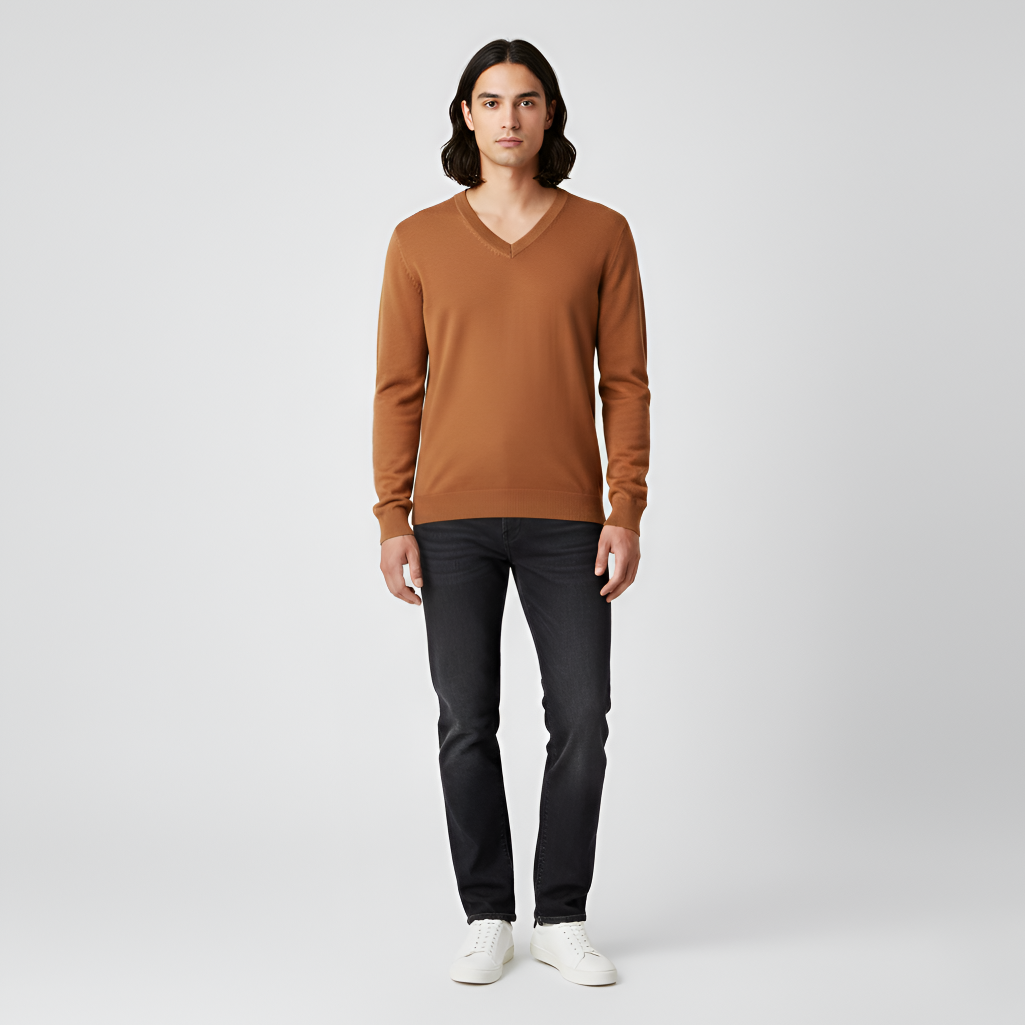 Bellivaro men's knit sweater with V-neck classic fit