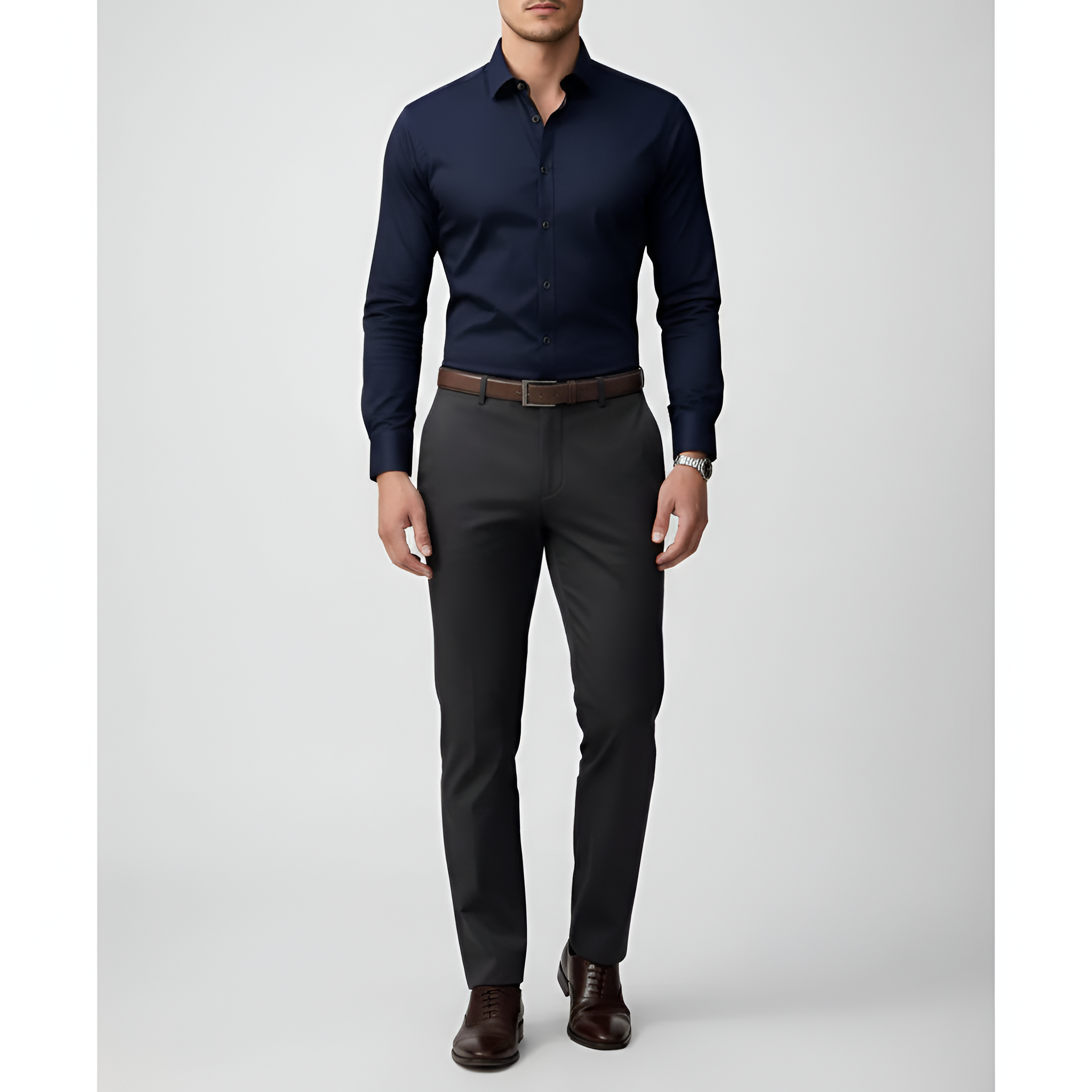 Chemise homme Bellivaro à manches longues en coton coupe slim