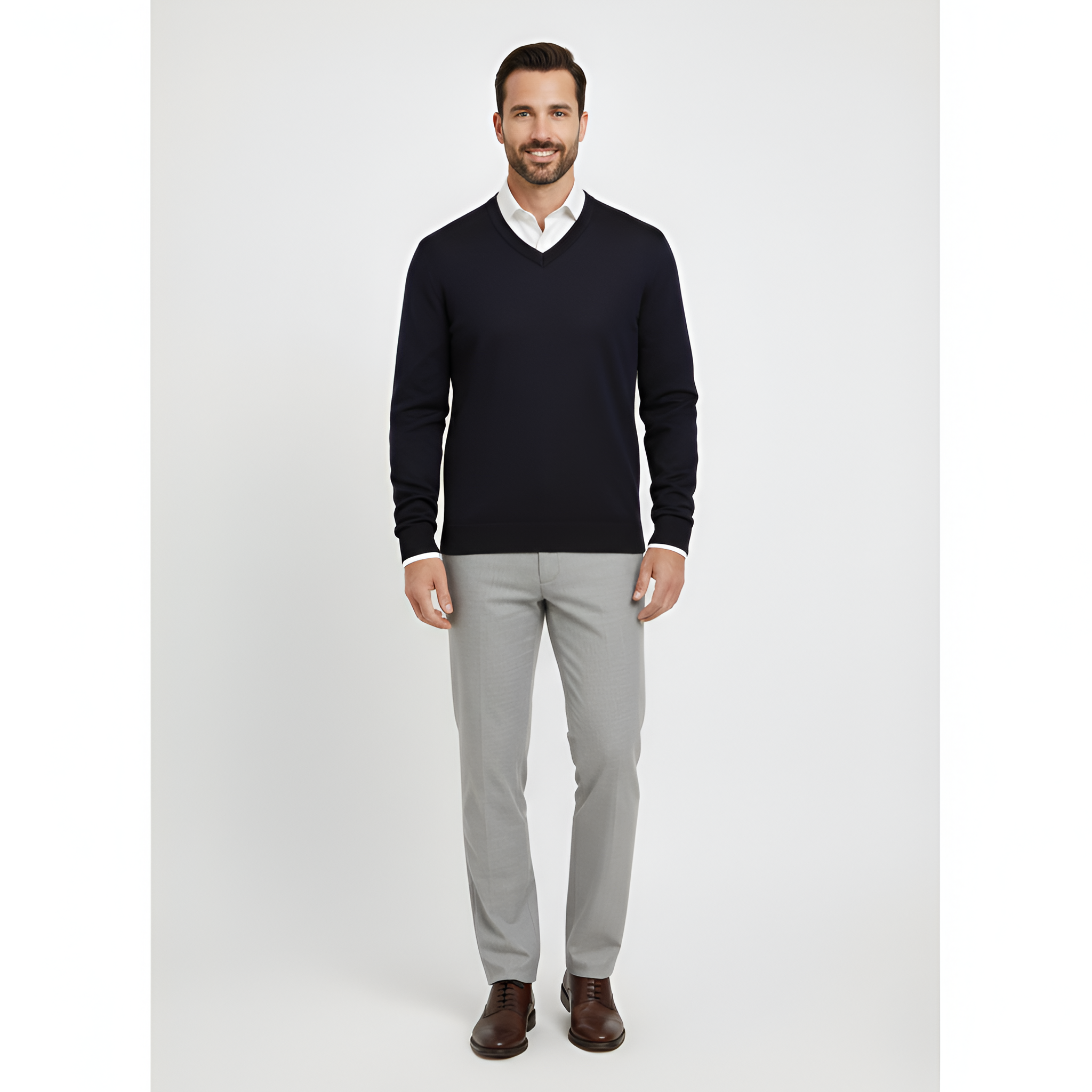 Bellivaro men's knit sweater with V-neck classic fit