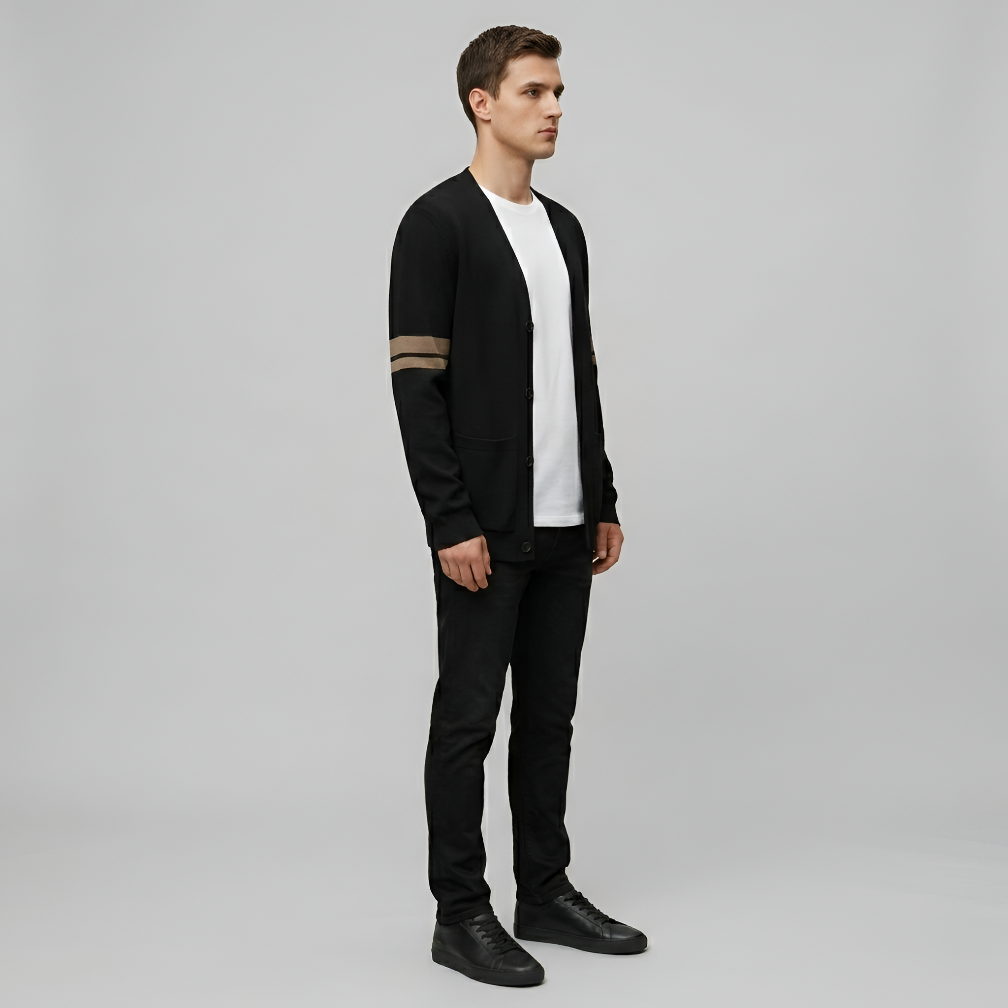 Pánsky kardigán s pruhmi – Elegantná zimná bunda