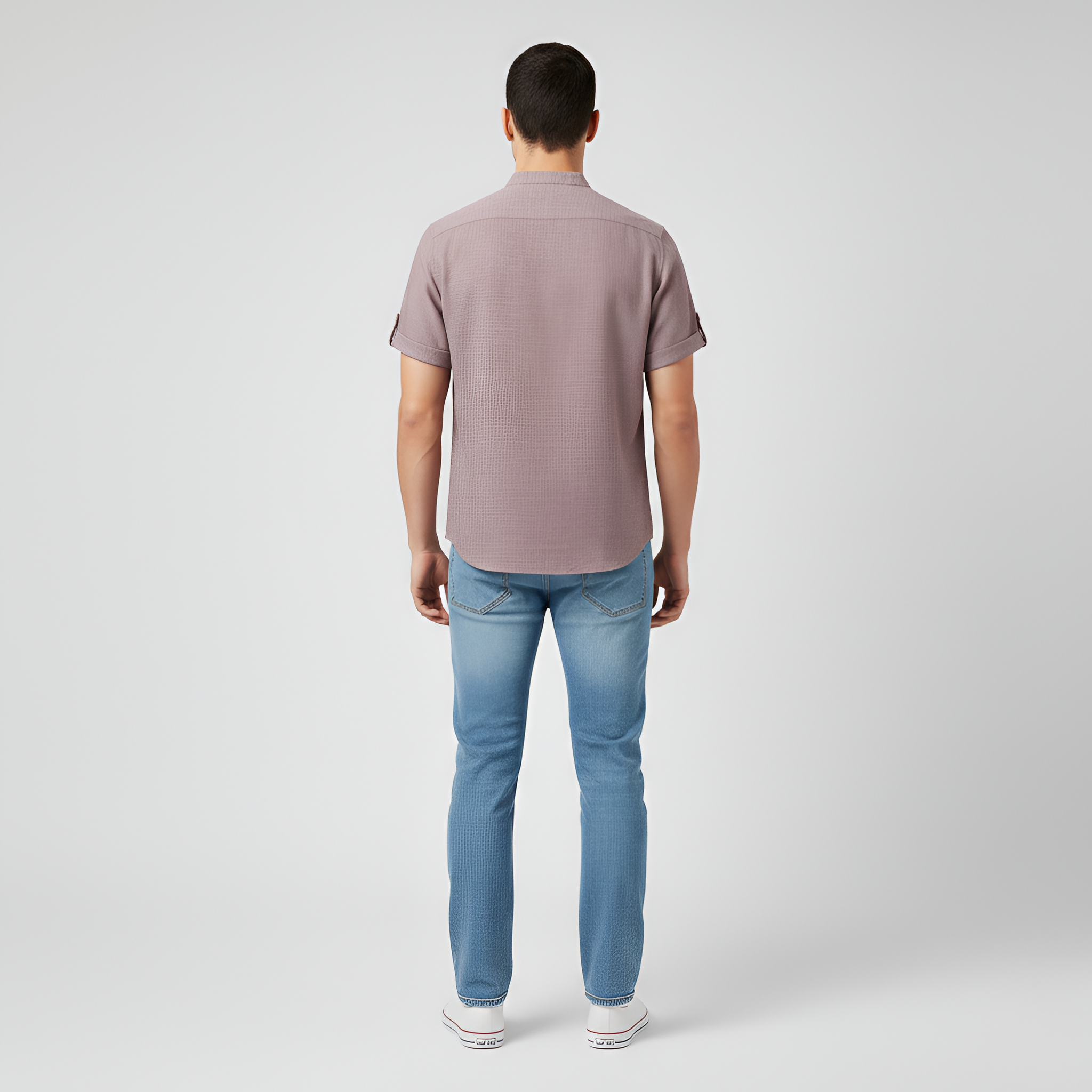 Camisa de lino para hombre de manga corta con botones y bolsillo en el pecho