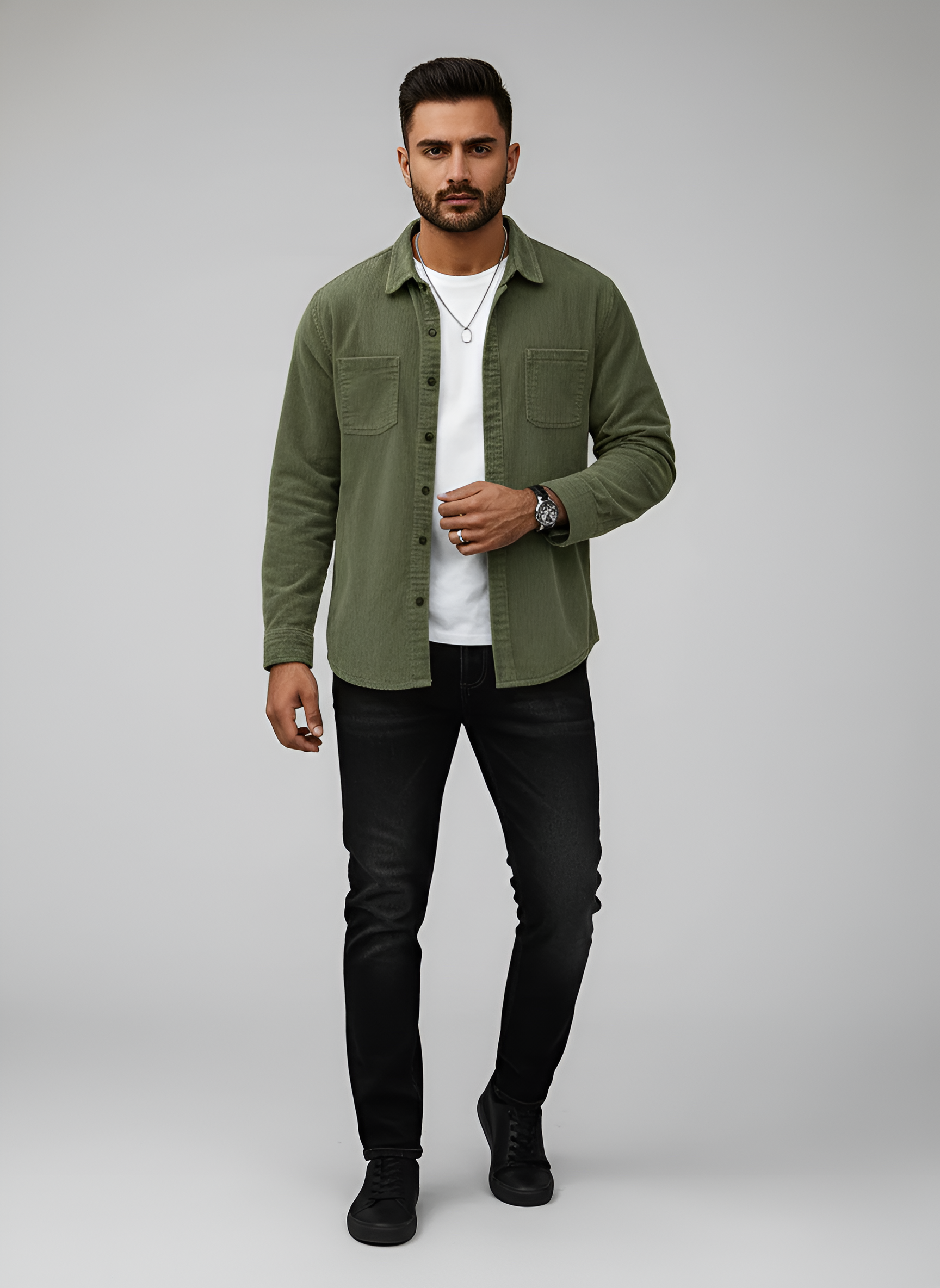 Bellivaro ανδρικό πουκάμισο κορντόρι από βαμβάκι casual με μακριά μανίκια