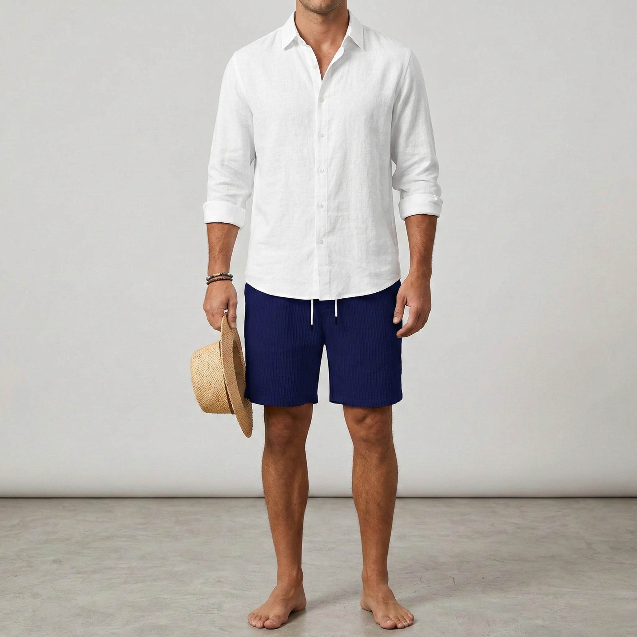 Herre shorts med elastik og snøre – Sommer shorts med løs pasform