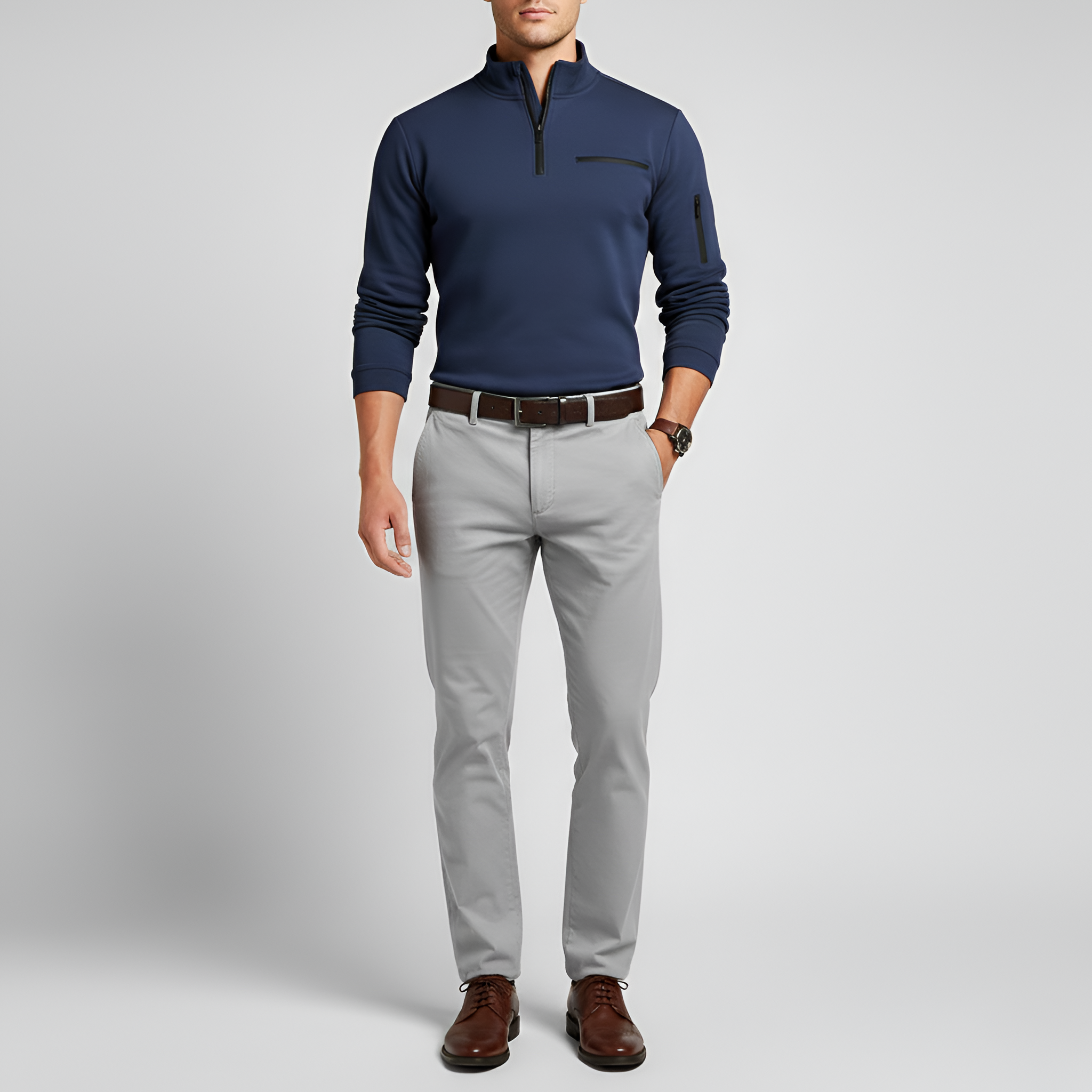 Bellivaro ανδρικό πουλόβερ με μισό φερμουάρ μακρυμάνικο