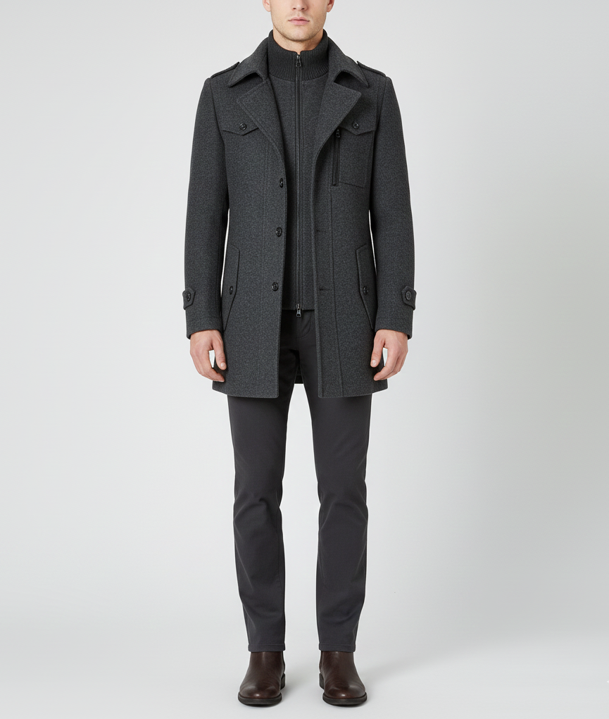 Ανδρικό μάλλινο παλτό Bellivaro με κλασική εφαρμογή