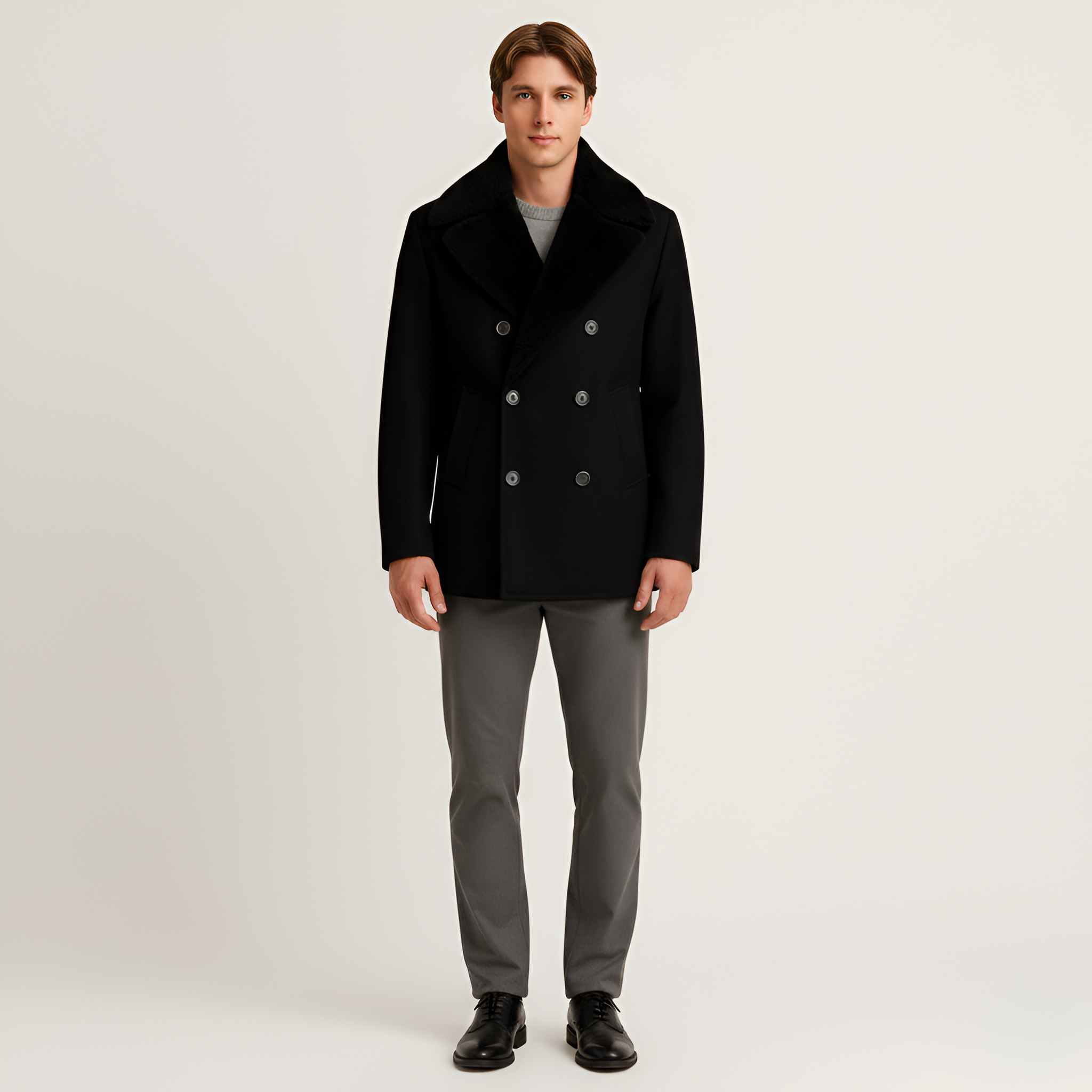 Abrigo de lana para hombre Bellivaro, abrigo de invierno de doble botonadura