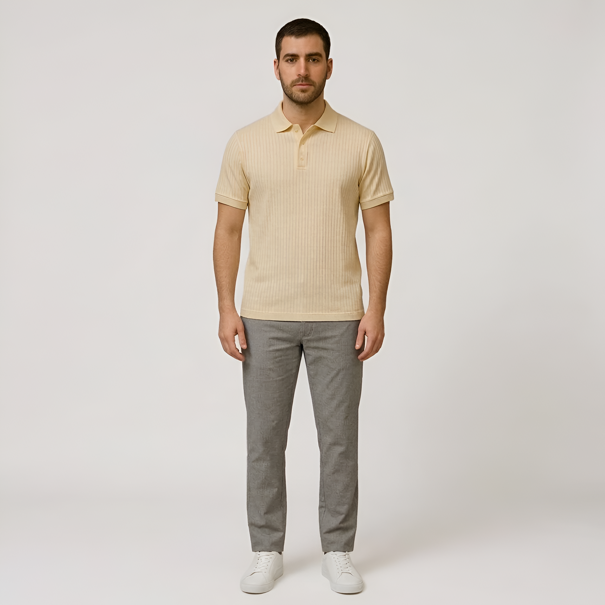 Pánské polo tričko z bavlny, krátký rukáv, žebrované, neformální polo košile