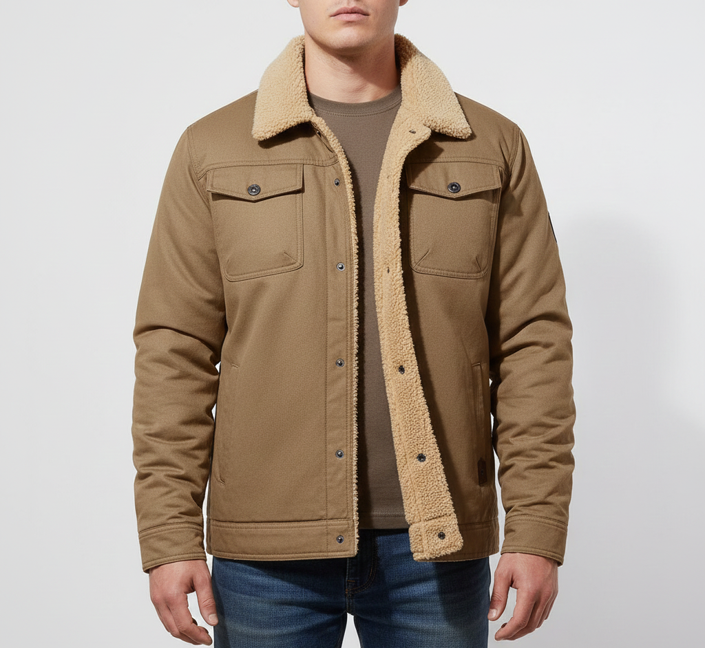 Bellivaro ανδρικό χειμερινό μπουφάν με επένδυση sherpa στο γιακά και ζεστό μείγμα βαμβακιού