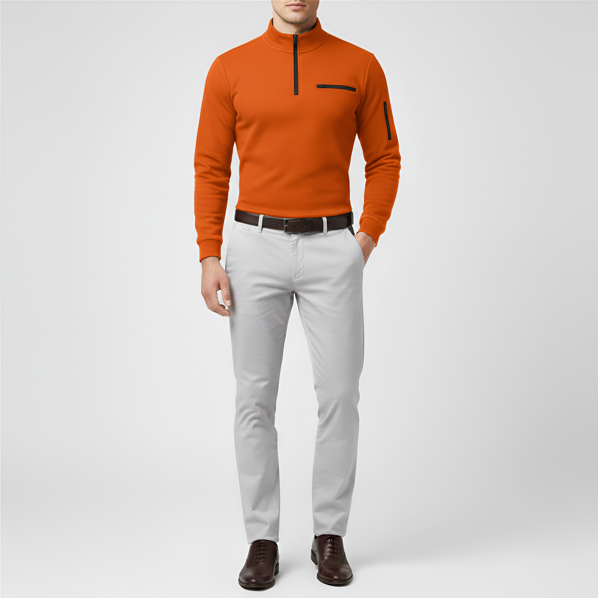 Bellivaro ανδρικό πουλόβερ με μισό φερμουάρ μακρυμάνικο