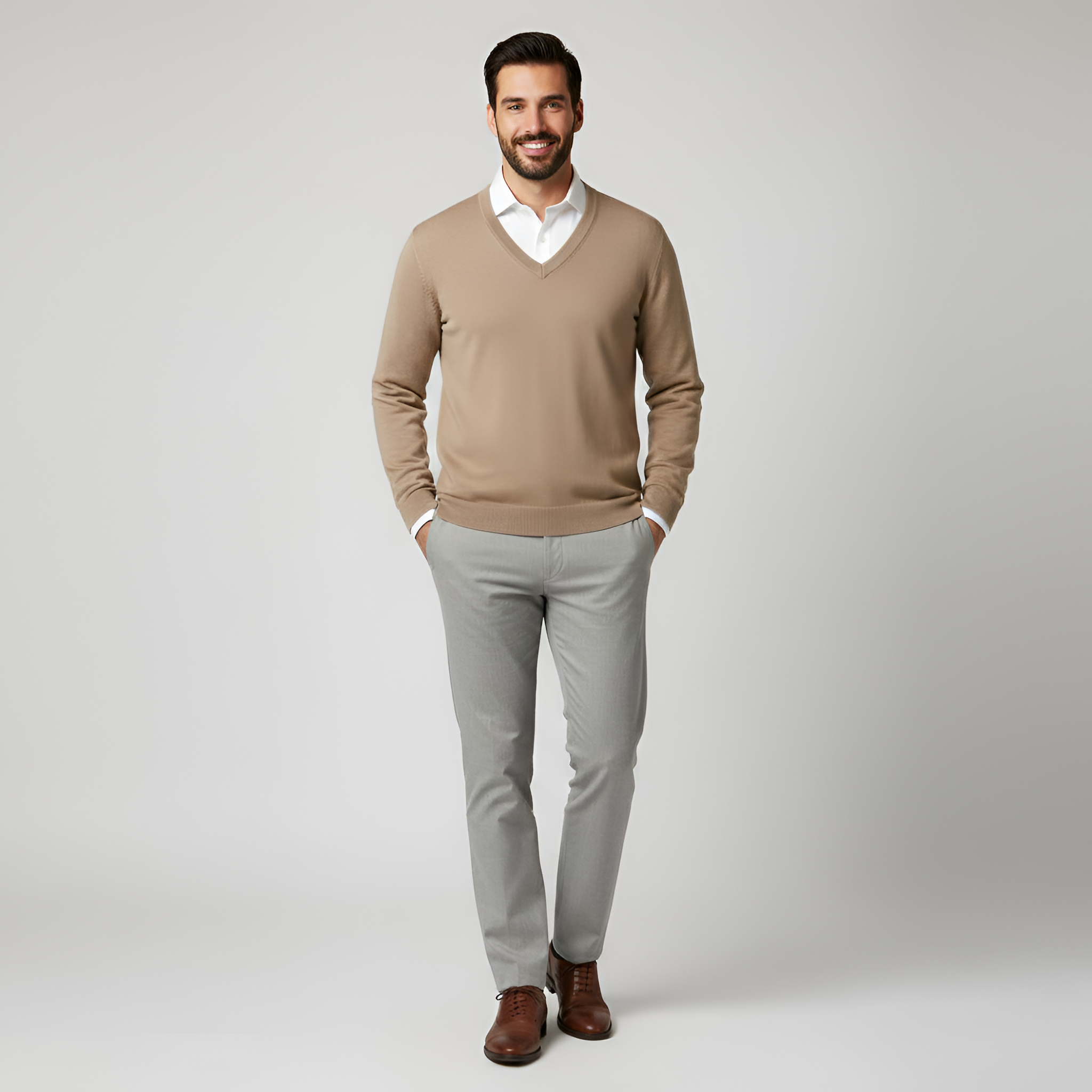 Bellivaro men's knit sweater with V-neck classic fit