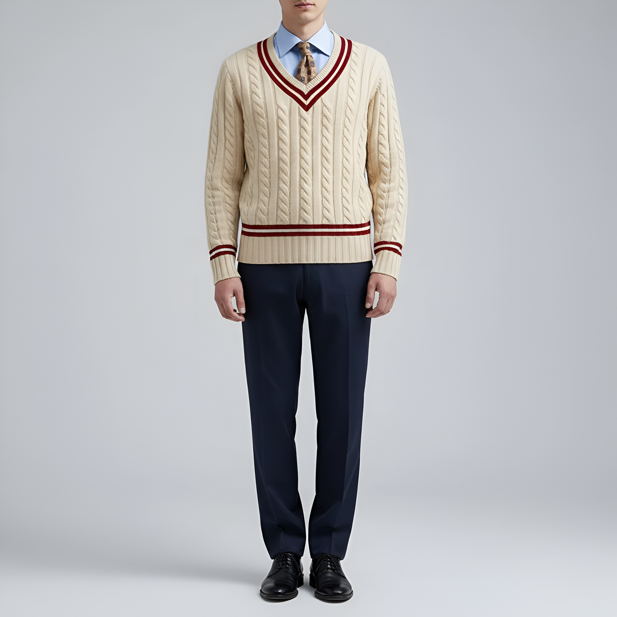 Bellivaro ανδρικό πλεκτό πουλόβερ από βαμβάκι με V-λαιμόκοψη