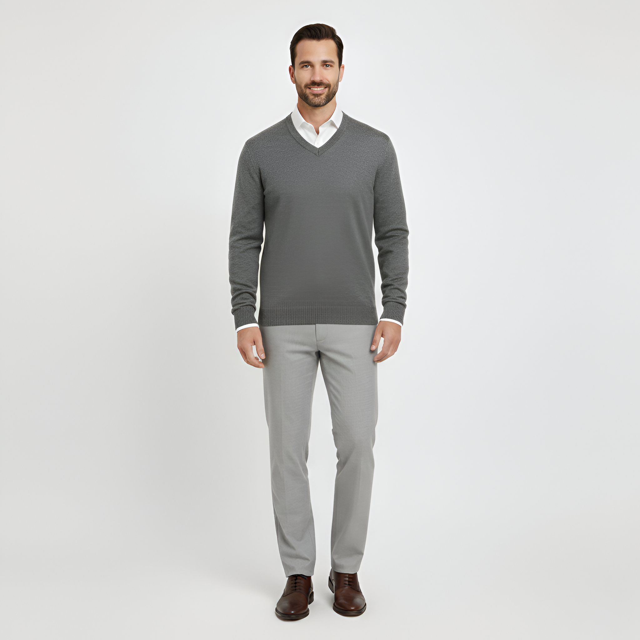 Bellivaro men's knit sweater with V-neck classic fit