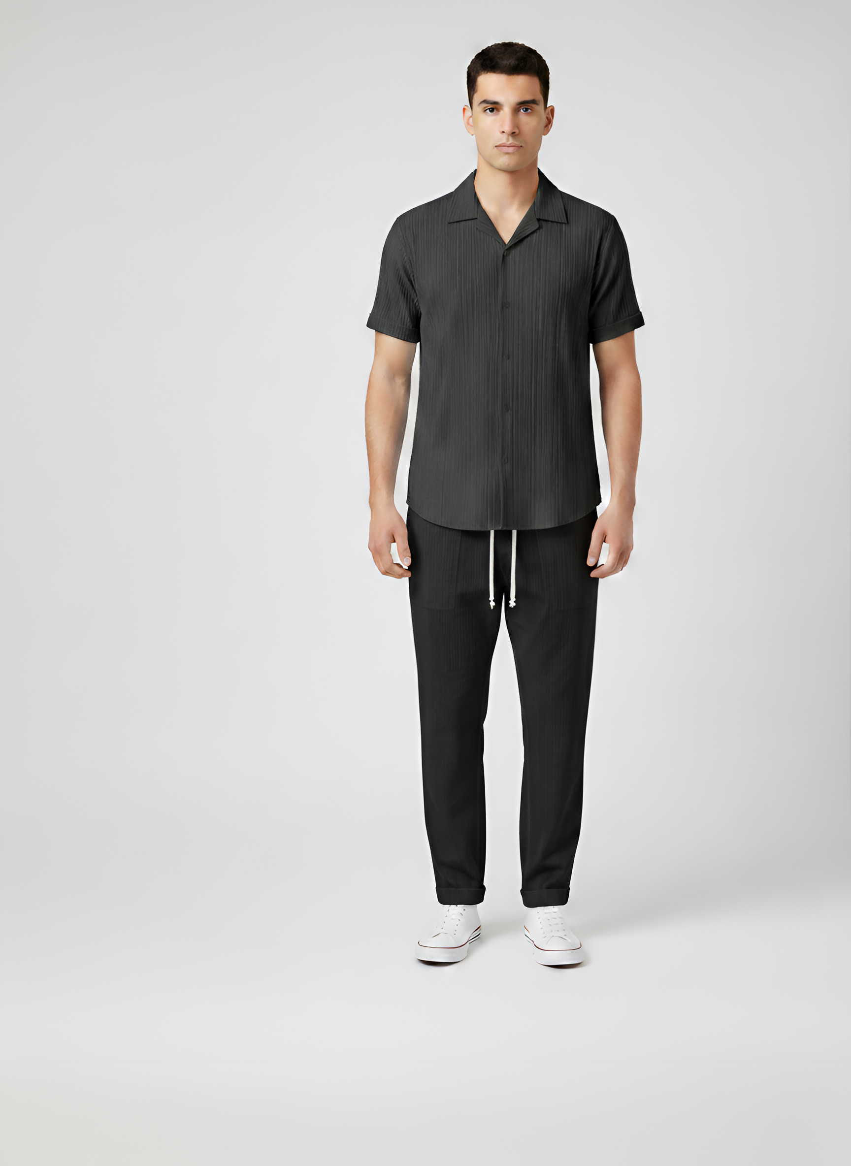 Conjunto de verano para hombre con camisa de manga corta y pantalones de algodón ligero