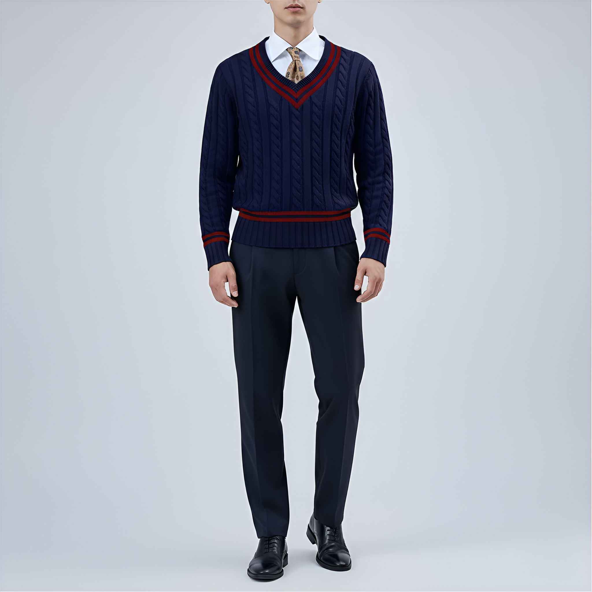 Bellivaro ανδρικό πλεκτό πουλόβερ από βαμβάκι με V-λαιμόκοψη