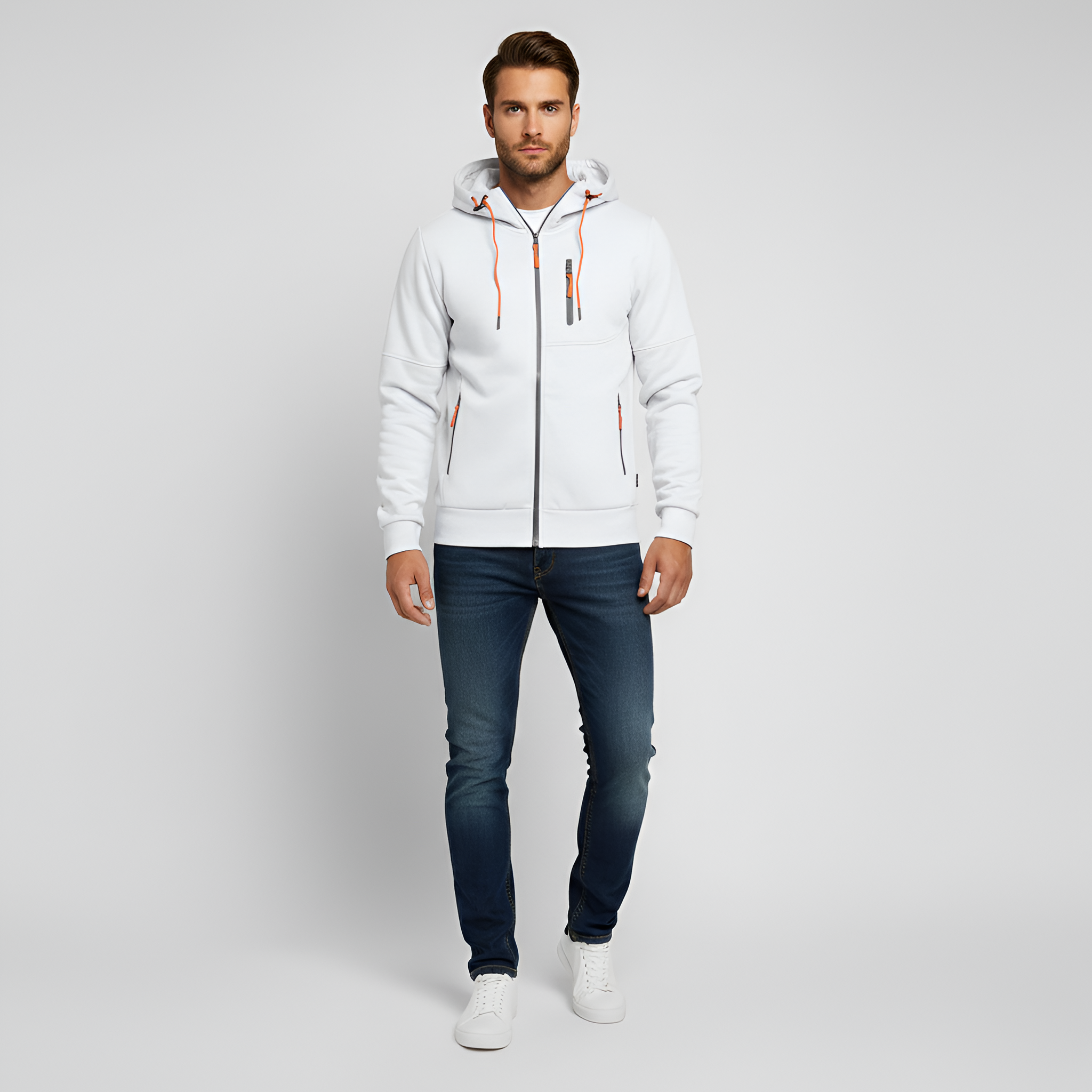 Bellivaro férfi polár kapucnis pulóver cipzárral mindennapi használatra