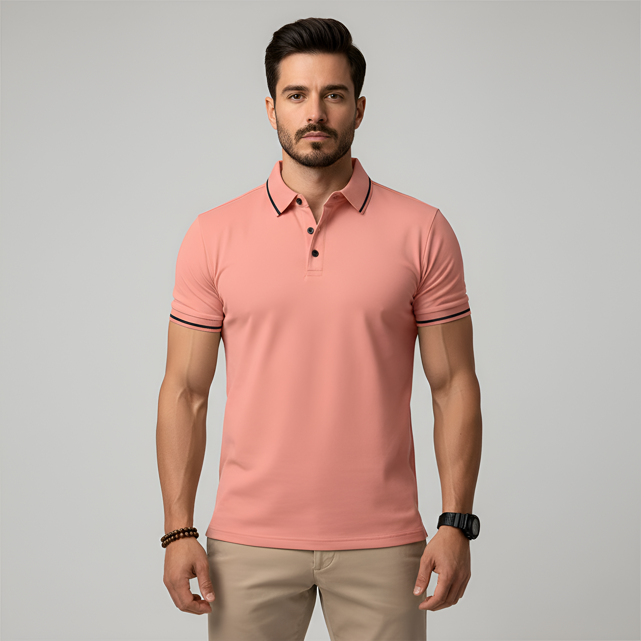 Pánské polo tričko z bavlny – úzký střih krátký rukáv polo košile