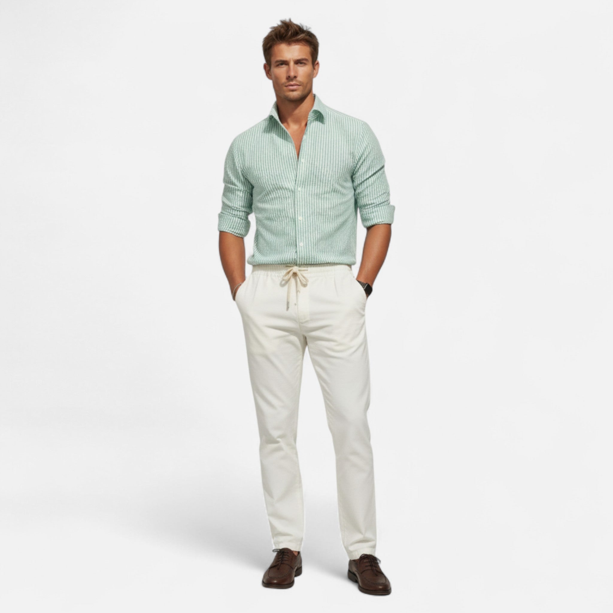 Veroux Mode | Chemise d'affaires ajustée pour homme Herre's