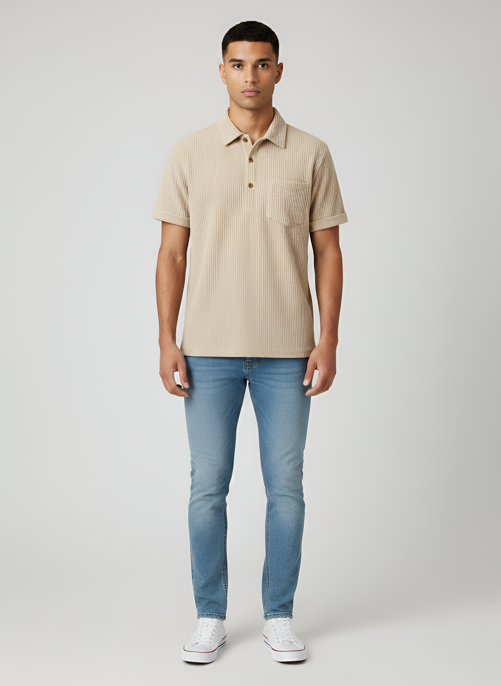 Pánské krátké rukávy polo z bavlny – neformální polokošile s náprsní kapsou