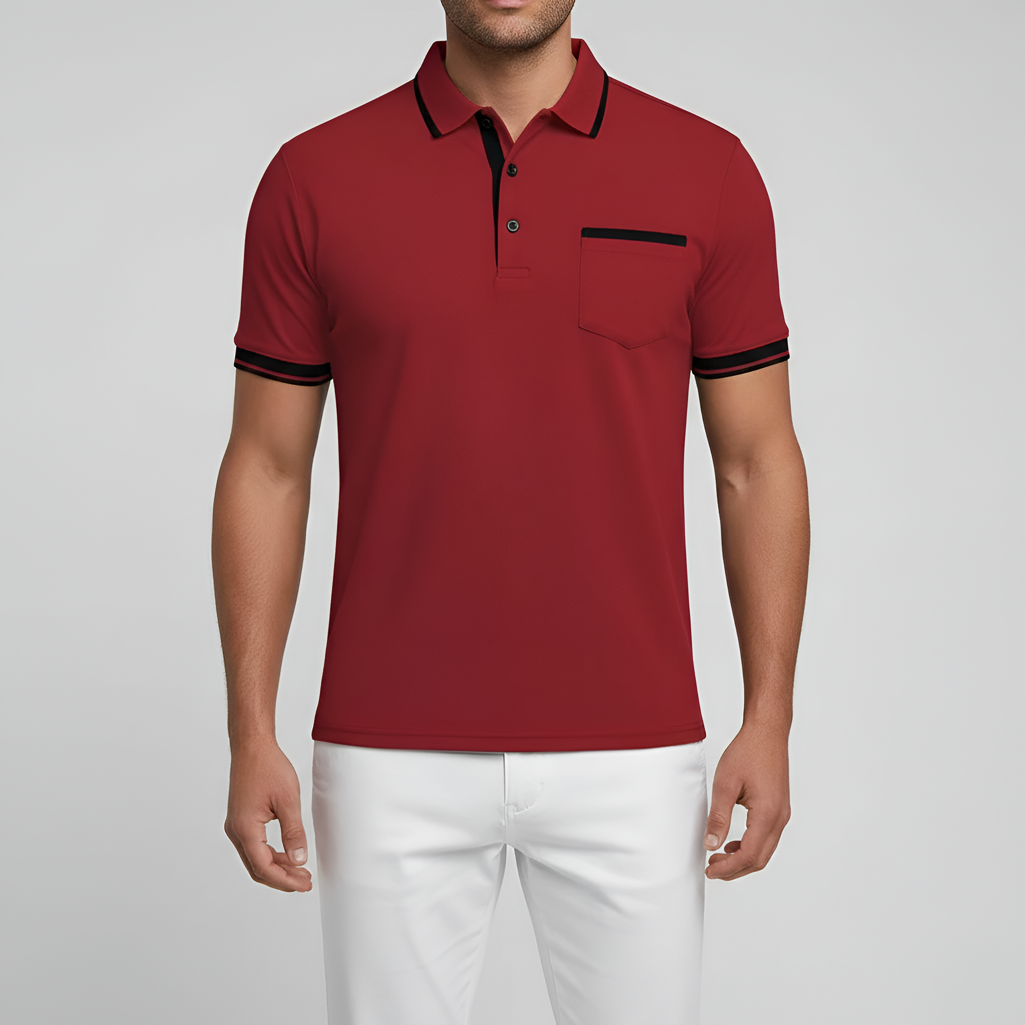 Herre polo t-shirt i bomuld – klassisk kortærmet poloshirt med brystlomme