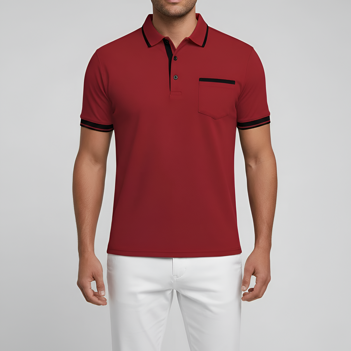Herre polo t-shirt i bomuld – klassisk kortærmet poloshirt med brystlomme