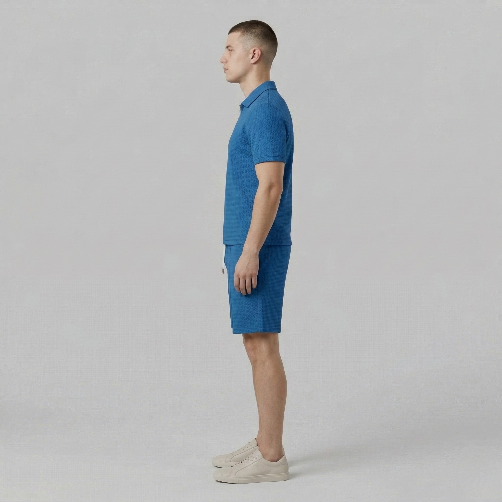 Pánska polokošeľa so štvrťovým zipsom a šortky so sťahovacou šnúrkou Dvojdielna súprava na voľný čas