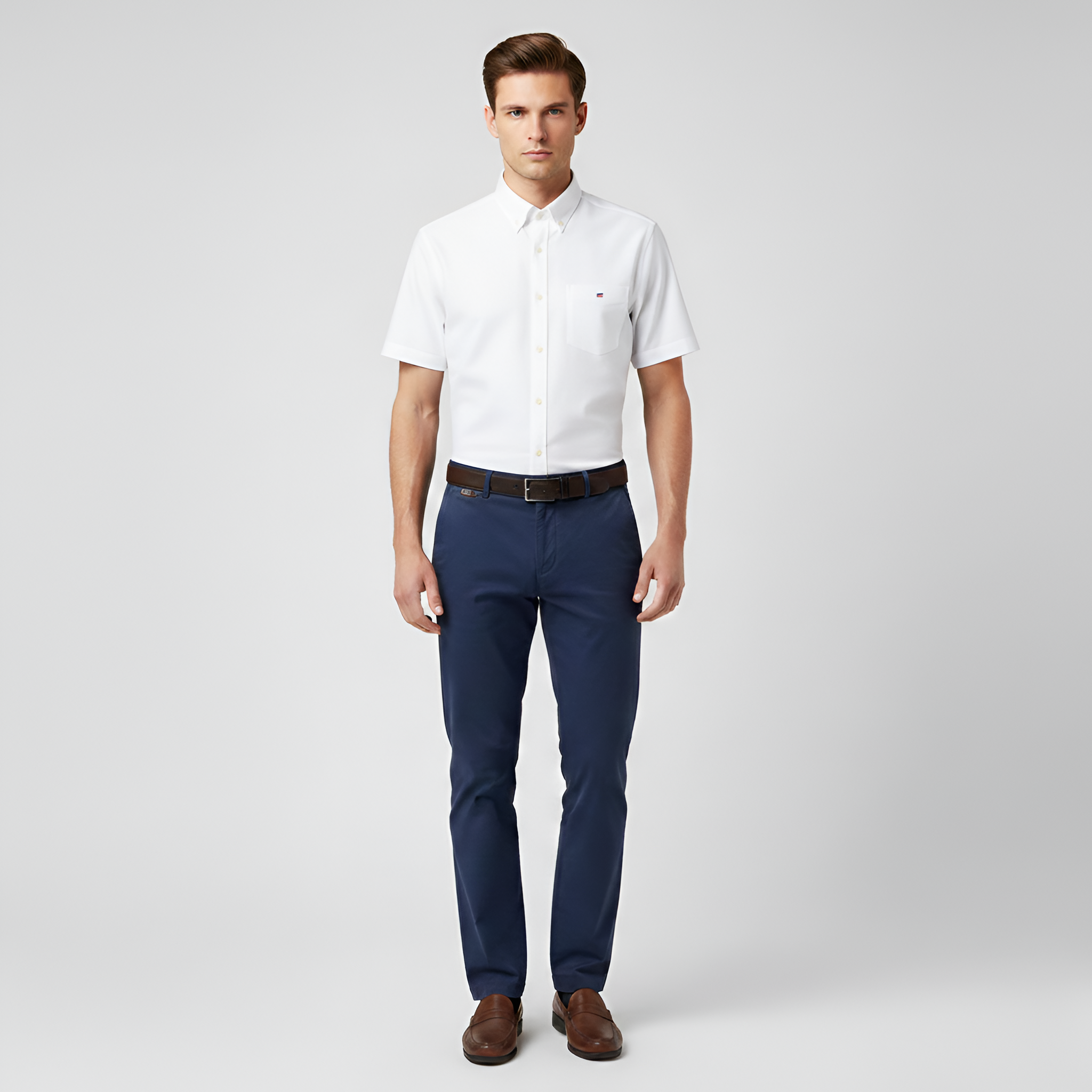 Chemise homme Bellivaro à manches courtes en coton avec fermeture à boutons et col classique