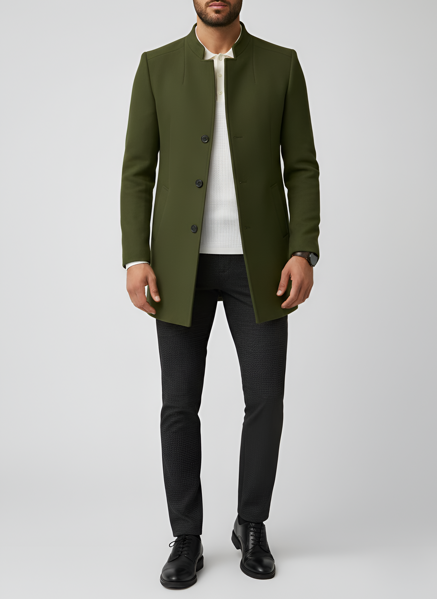 Bellivaro férfi blézer álló gallérral gyapjúkeverékből