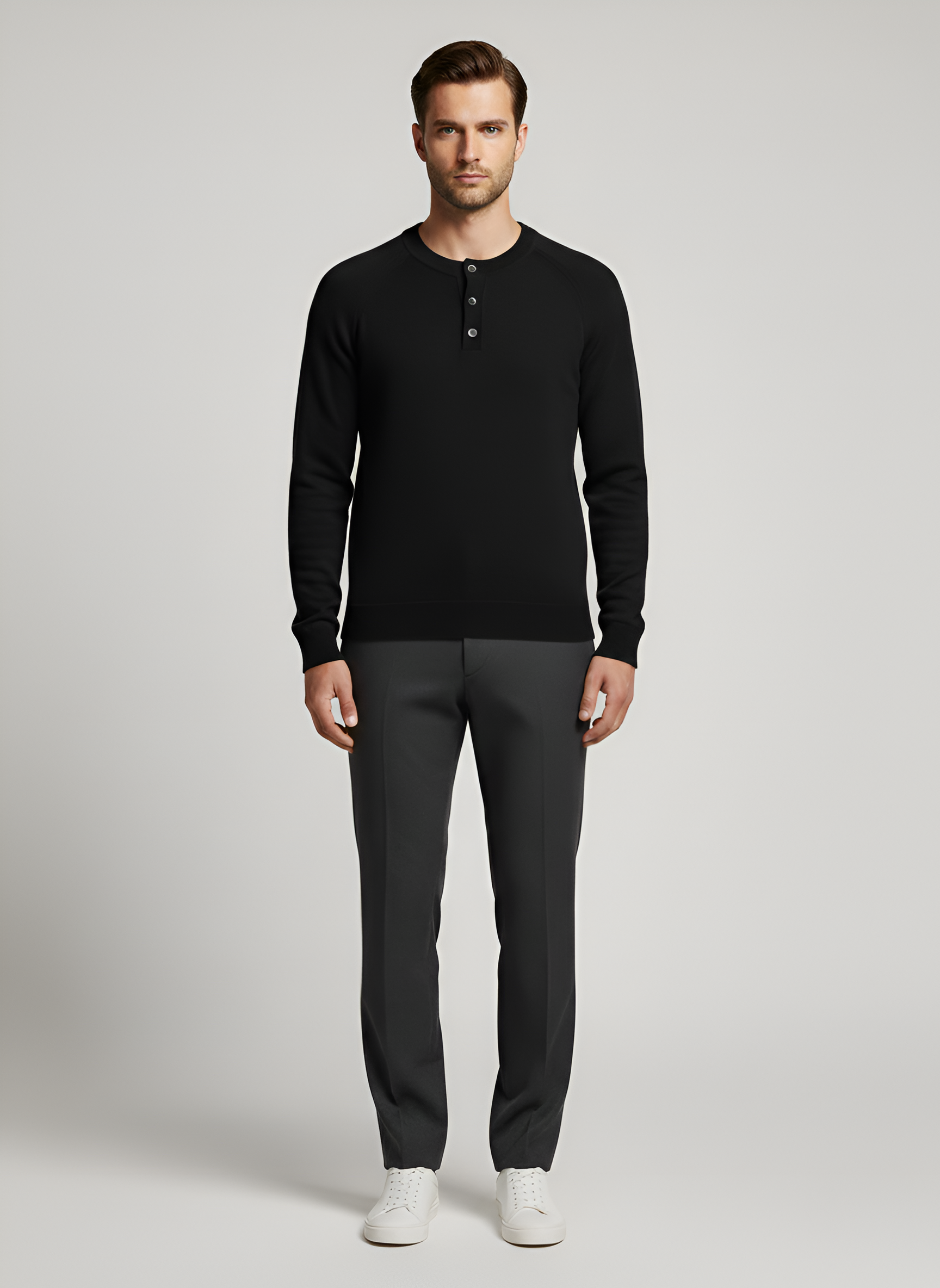 Bellivaro férfi henley pulóver kasmír gyapjúból