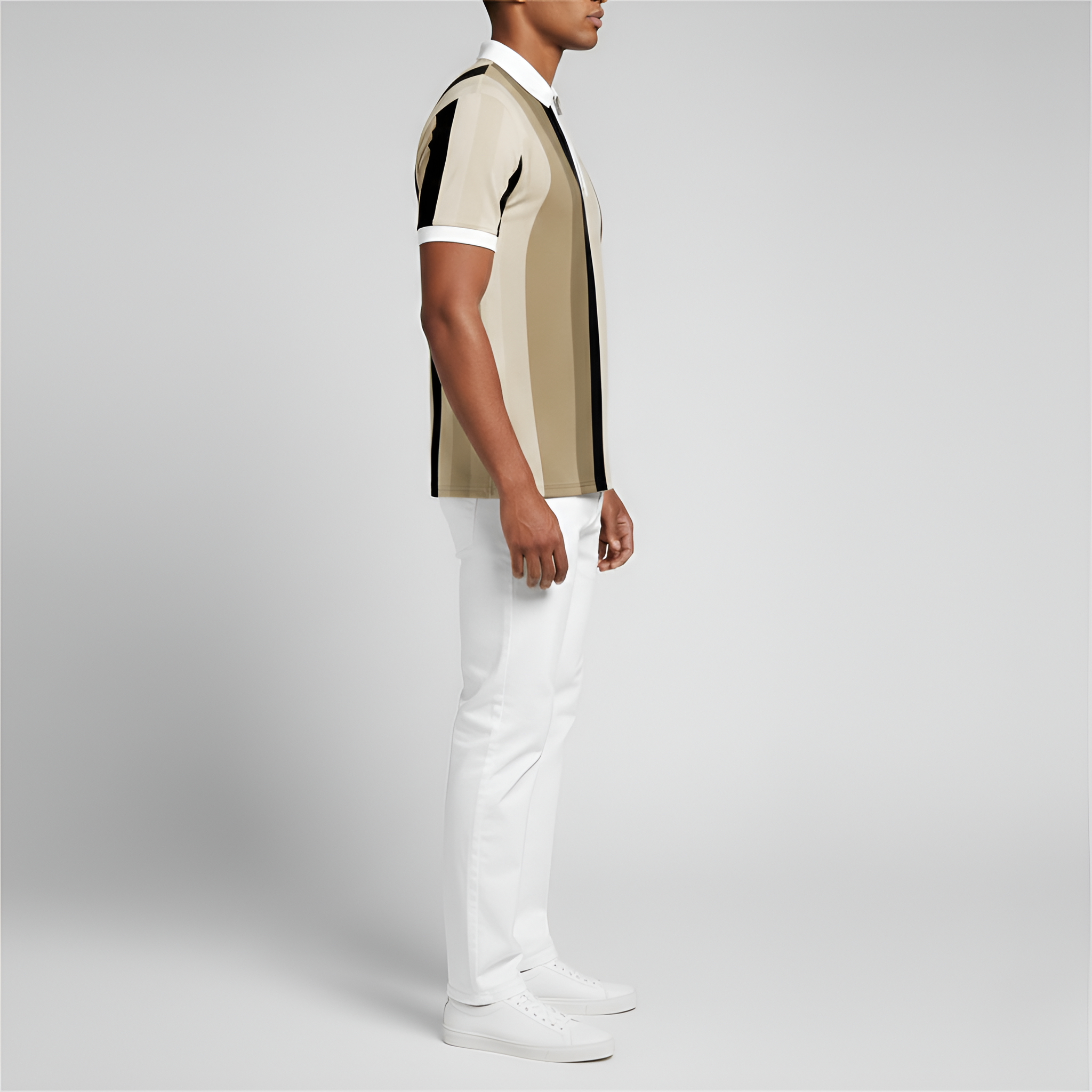 Pánske polokošeľa s krátkym rukávom a zipsom – priliehavá polokošeľa s pruhmi