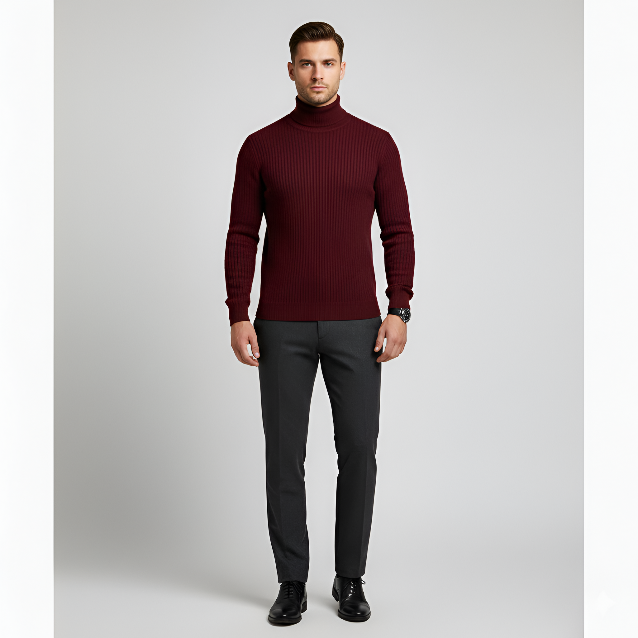 Bellivaro ανδρικό πουλόβερ με ριγέ λαιμόκοψη σε κλασική εφαρμογή