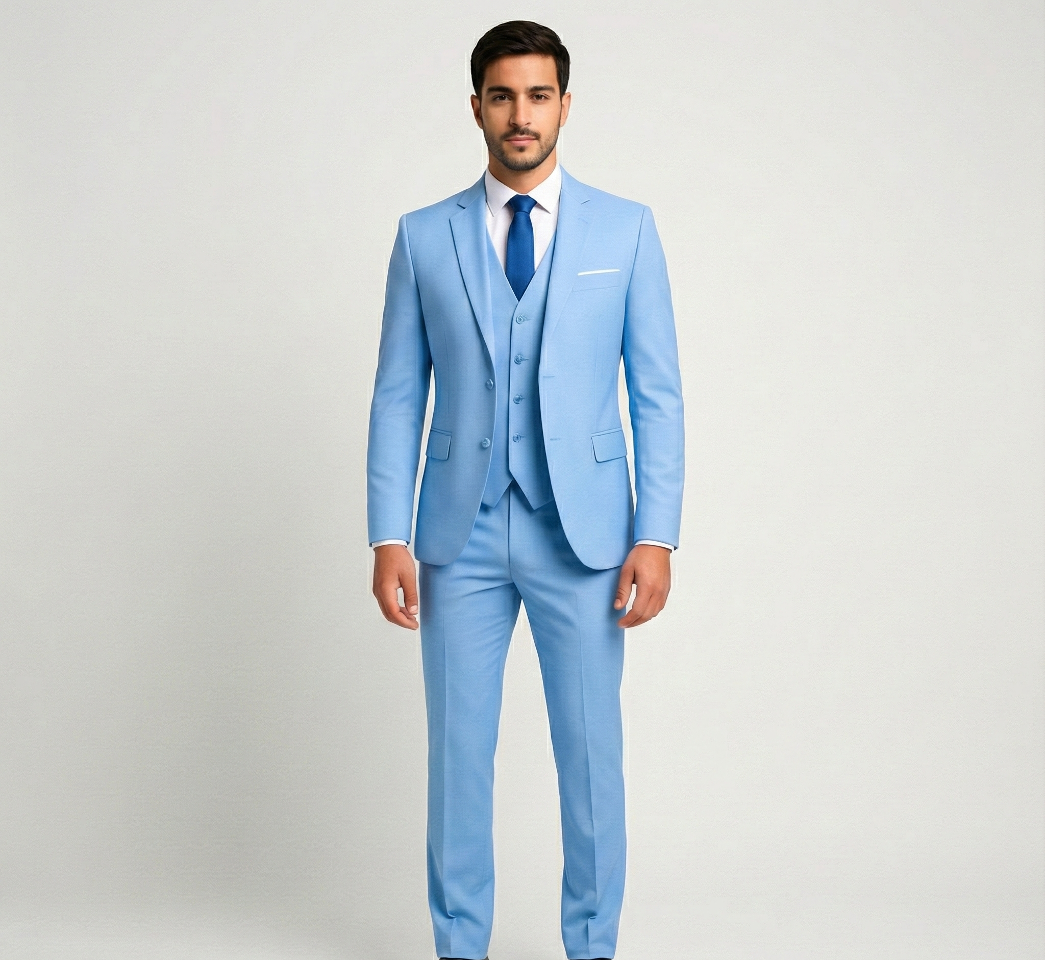 Bellivaro herre jakkesæt 3-delt slim fit til fest og bryllup