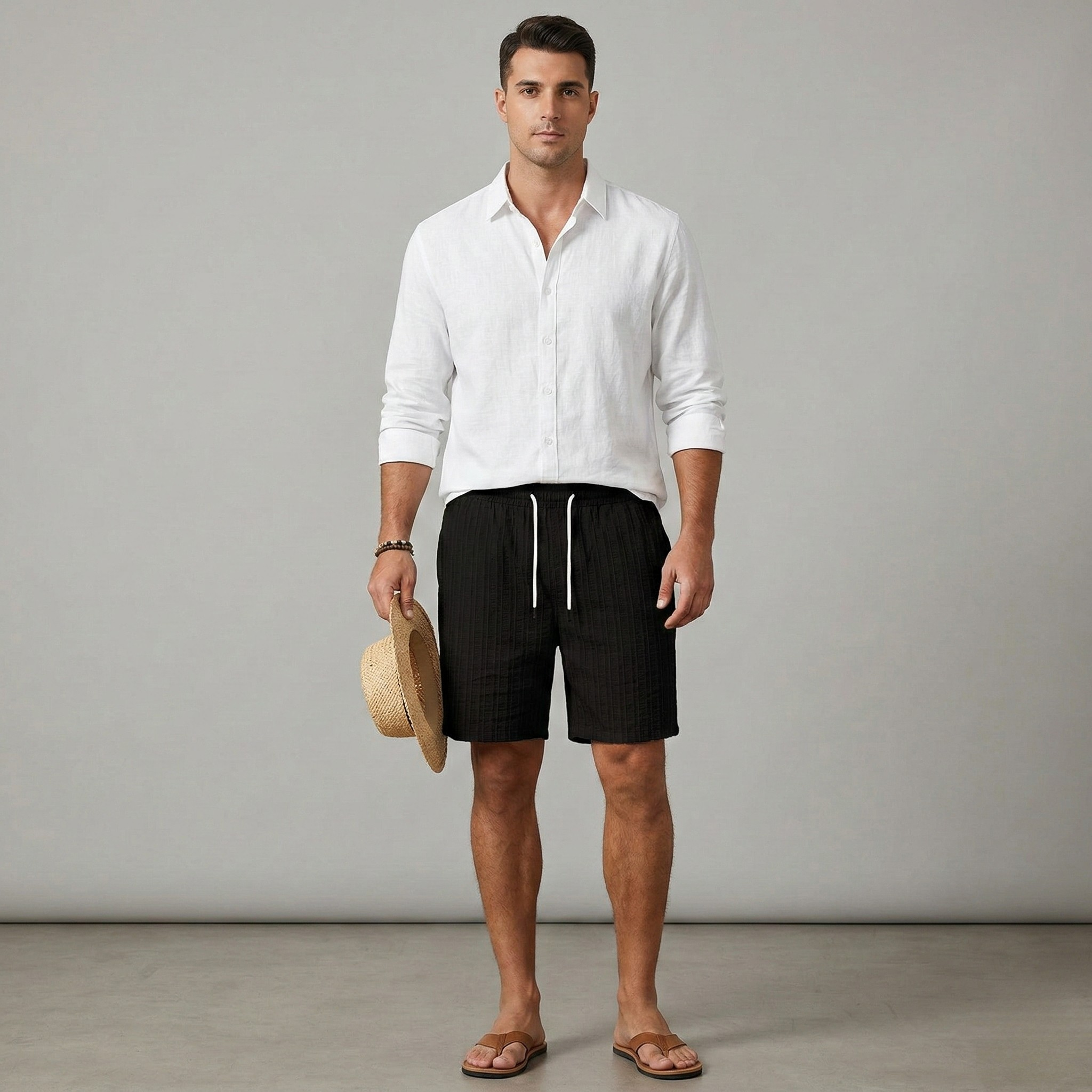 Herre shorts med elastik og snøre – Sommer shorts med løs pasform