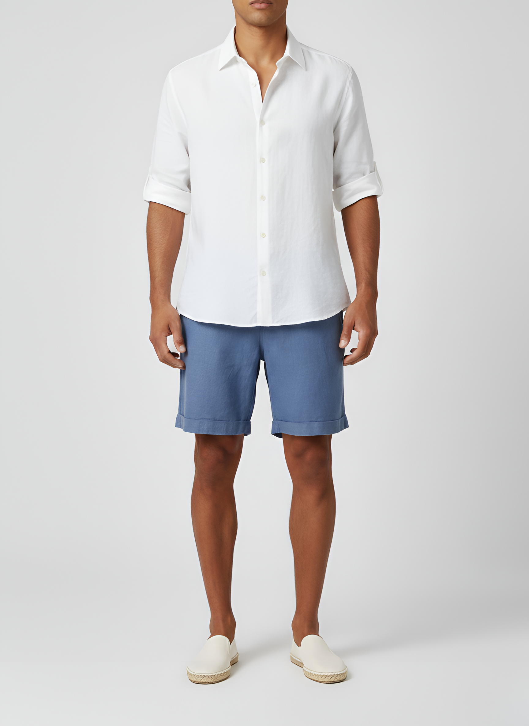 Pantalones cortos de hombre de algodón con cintura elástica y cordón, además de bolsillos laterales